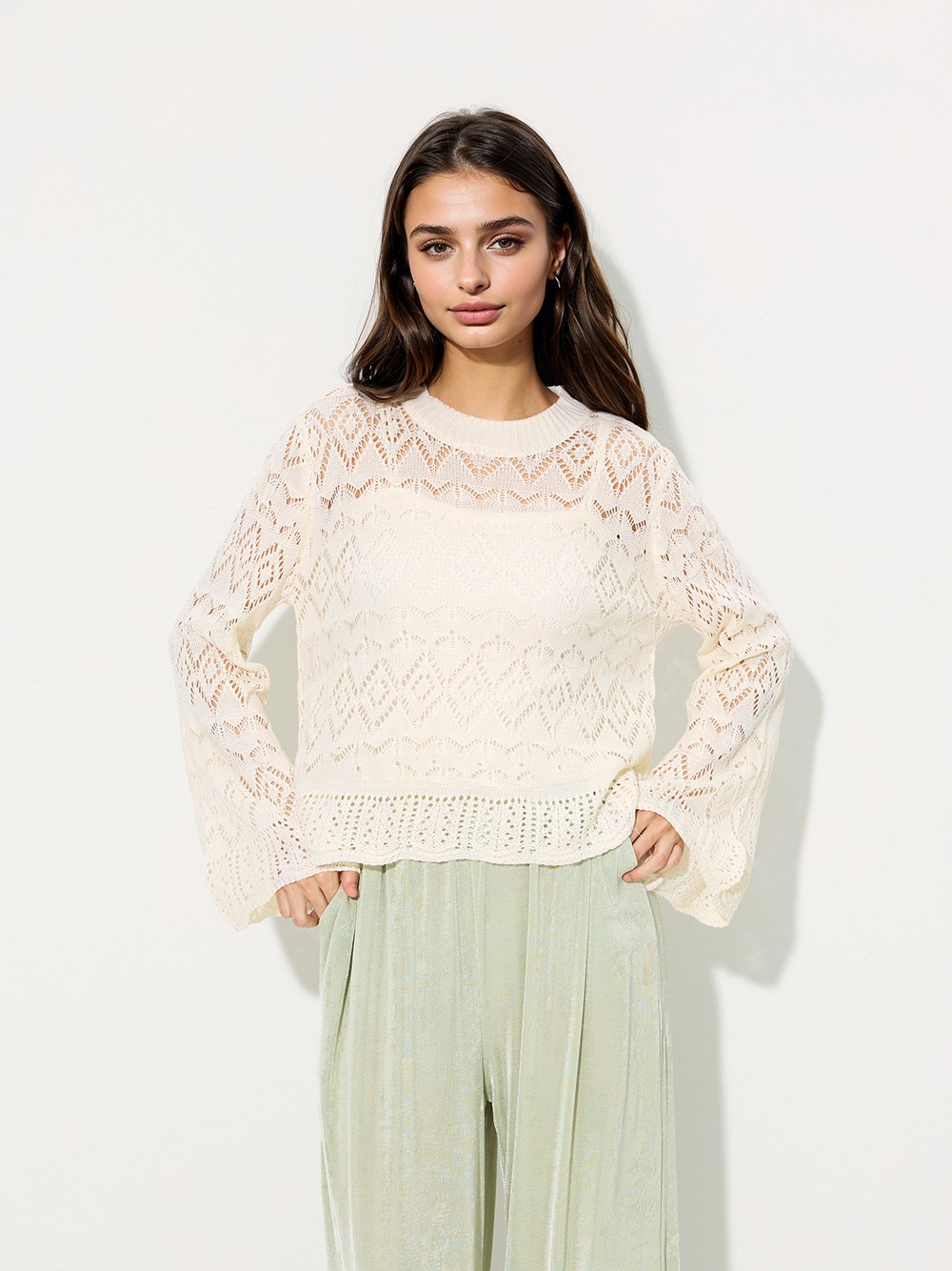 Openwork Knit Pullover