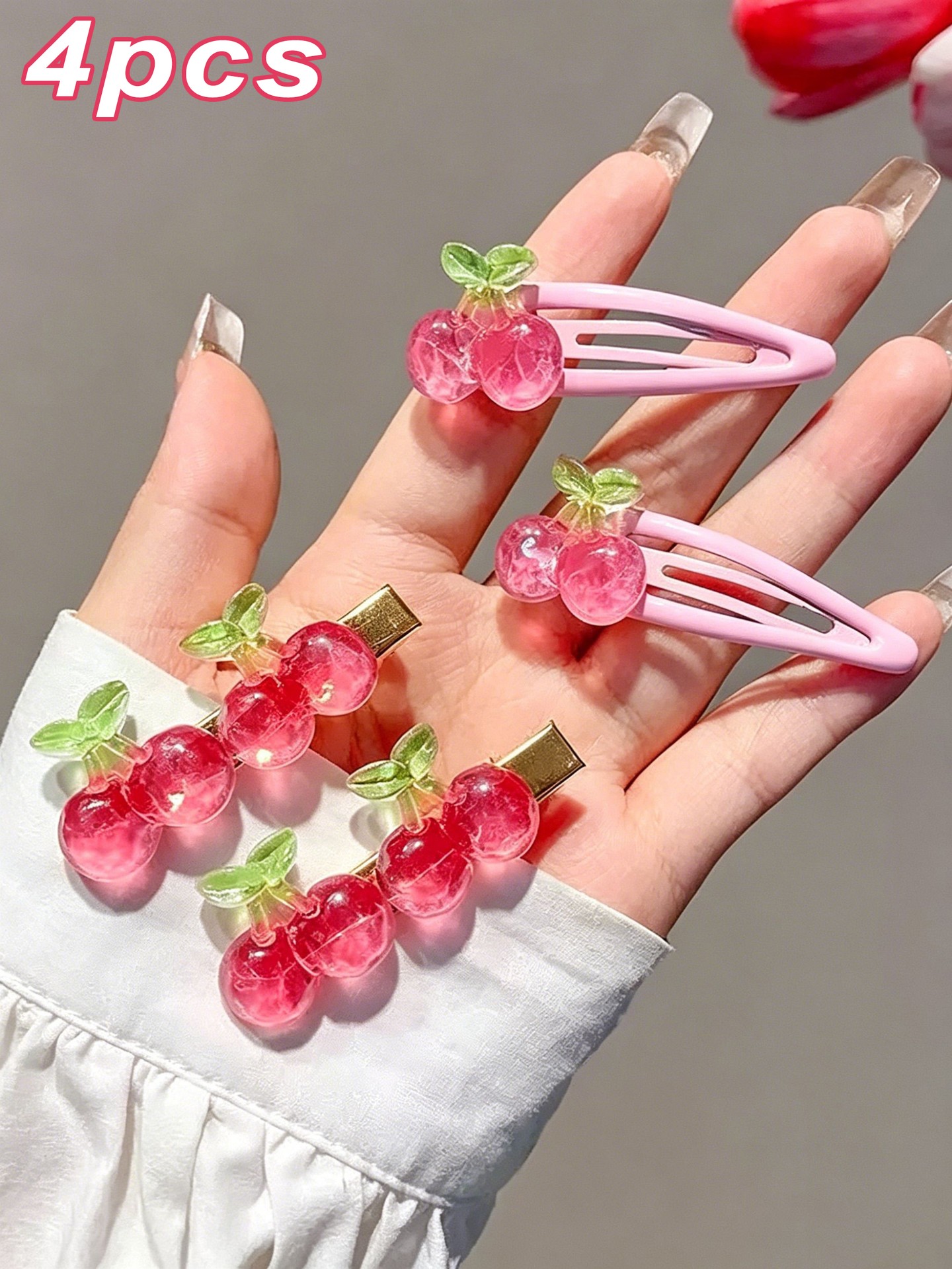 4pcs Cherry Hair Clips