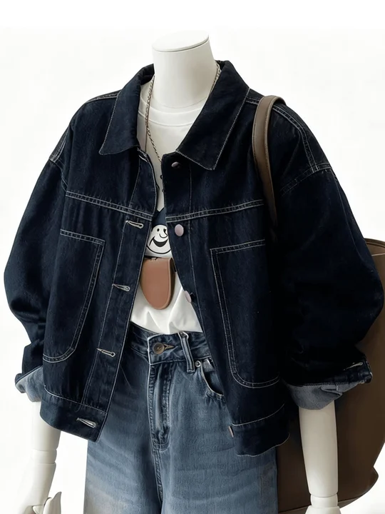 Contrast Stitch Denim Trucker Jacket | Savana | Bestsellers