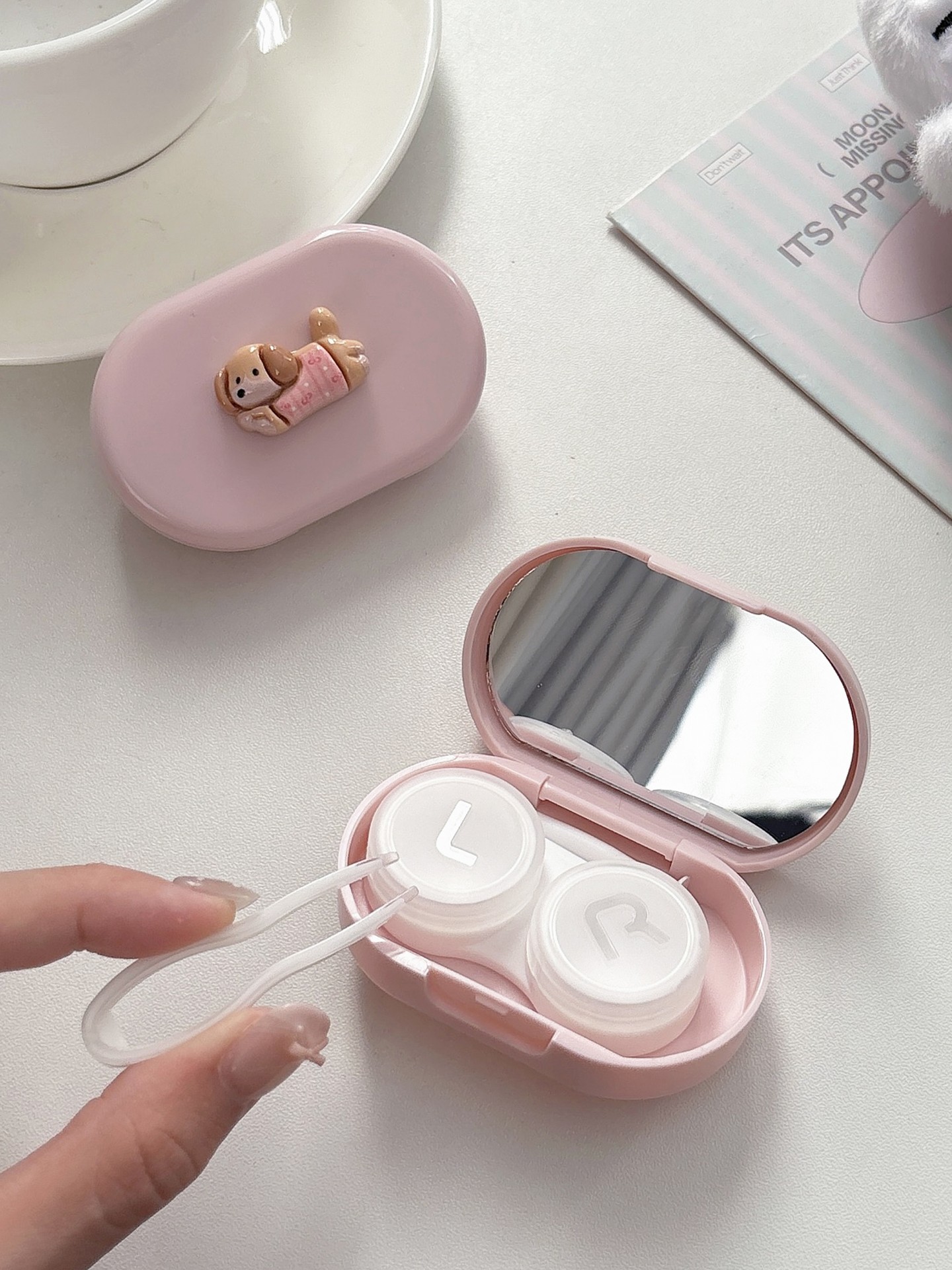1Set(4pcs) 3D-Animal Contact Lens Cases With Mirror