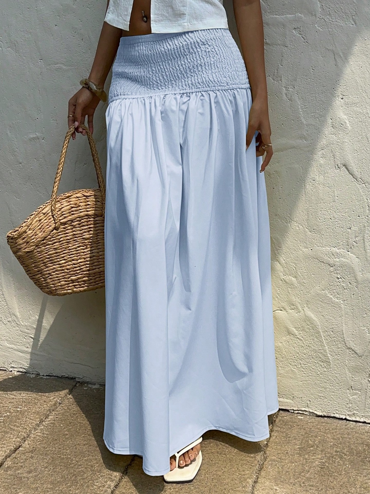 Smocked A-Line Skirt