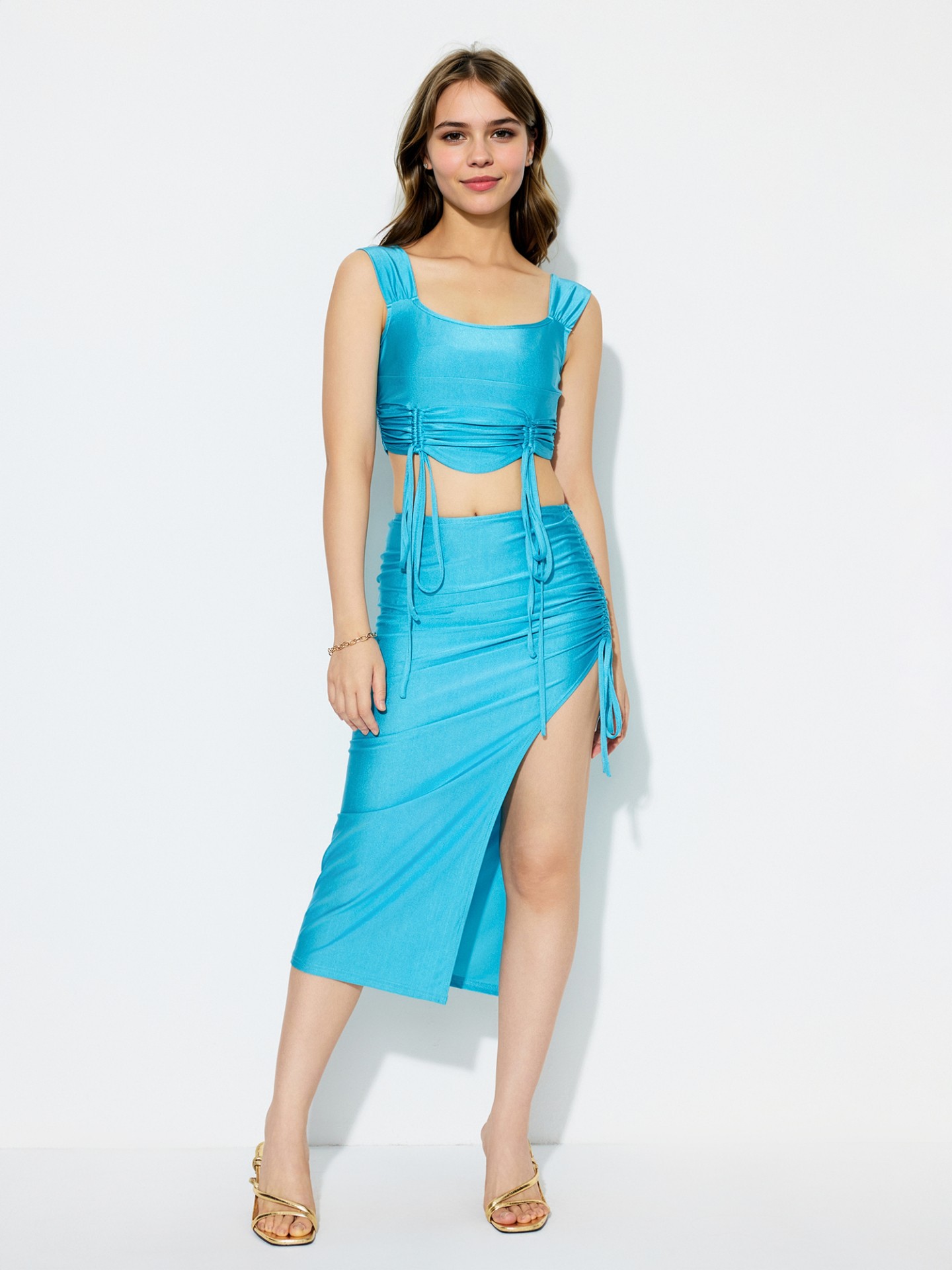 Drawstring Sleeveless Co-ord Set