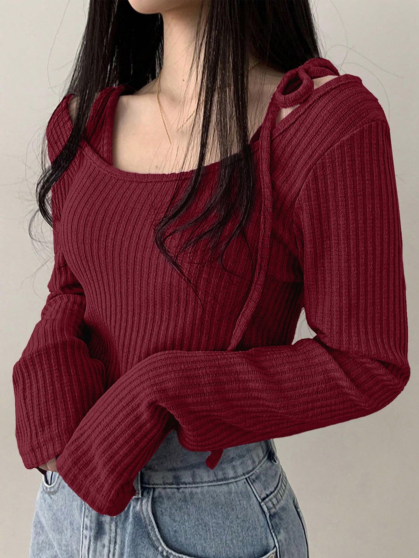 Burgundy Tie Up Top