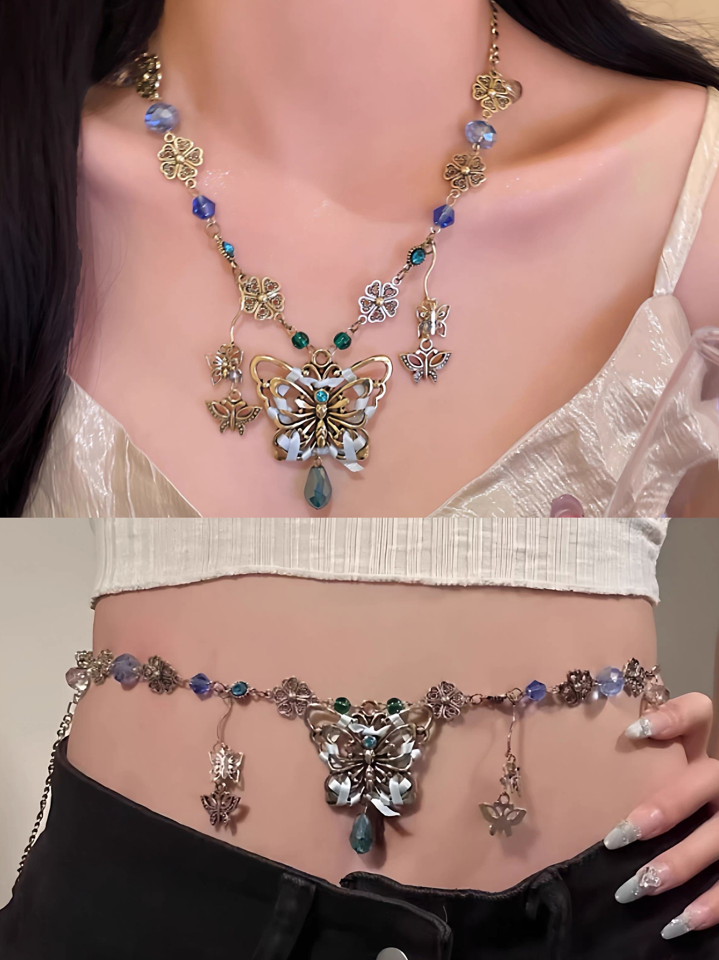 Multi-functional Rhinestone Artificial Jewellery - Sweater Chain/Waist Chain