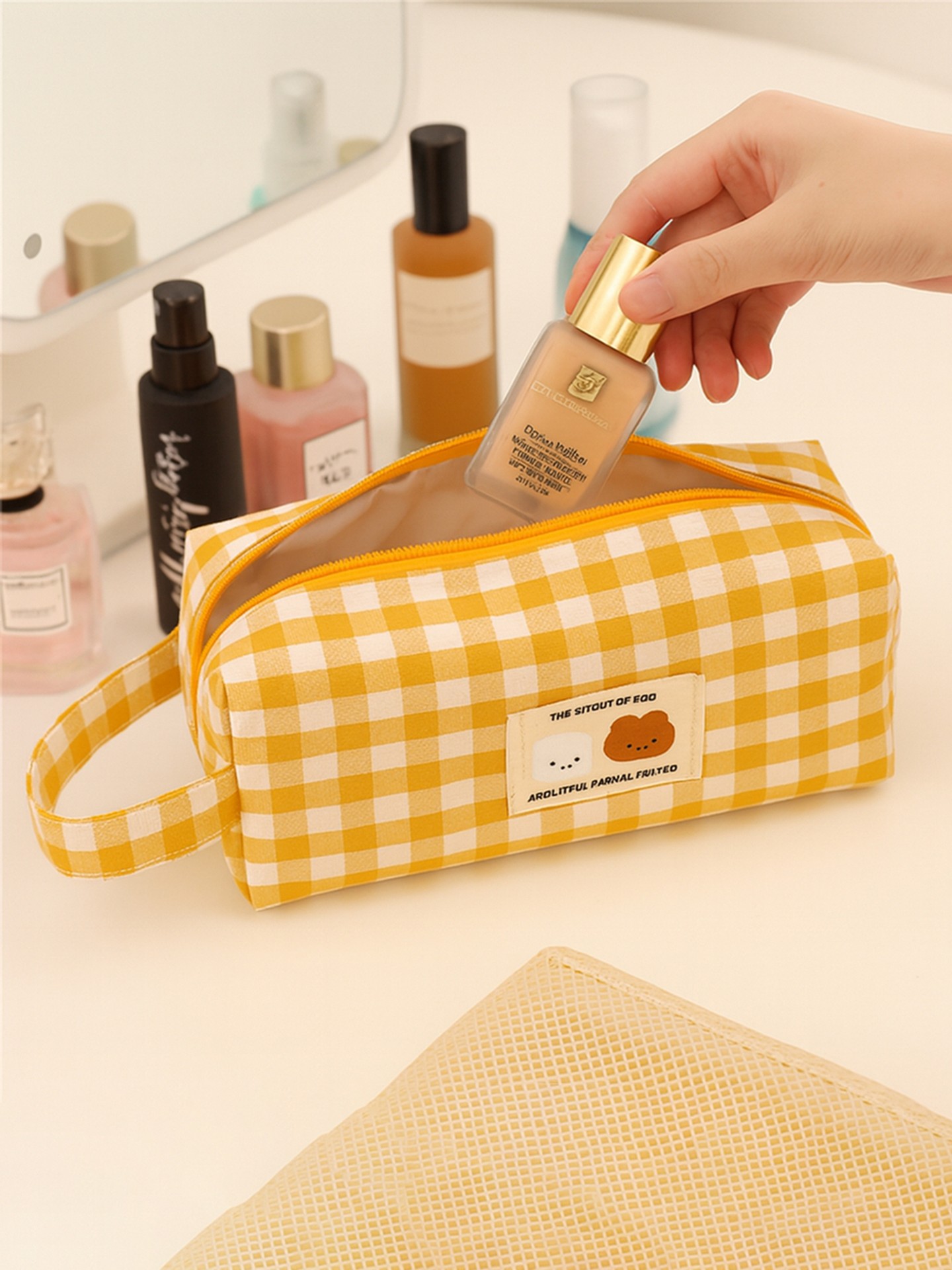 Patched Makeup Pouch