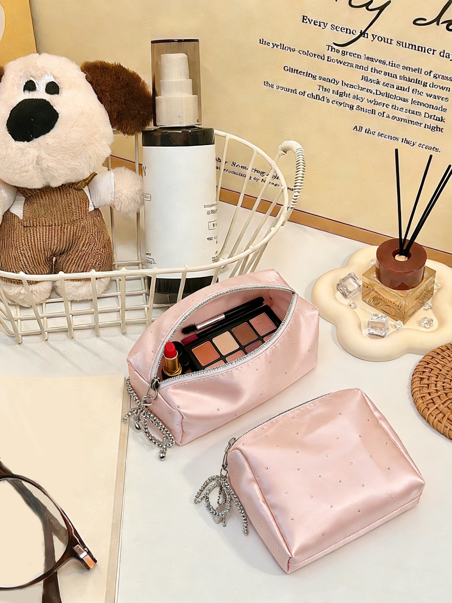 Rhinestone Makeup Bag