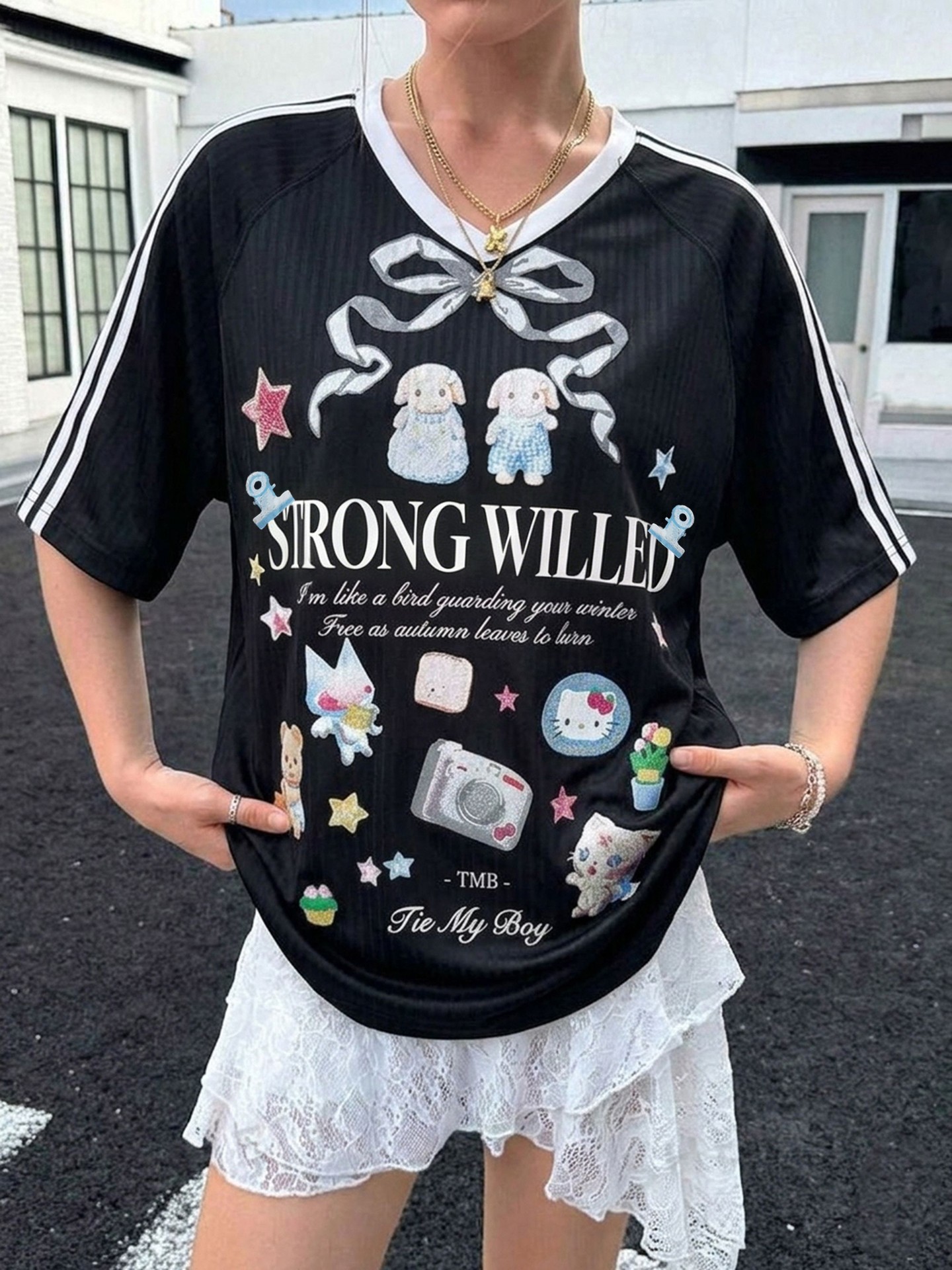 Cartoon Graphic Oversized Jersey T-Shirt