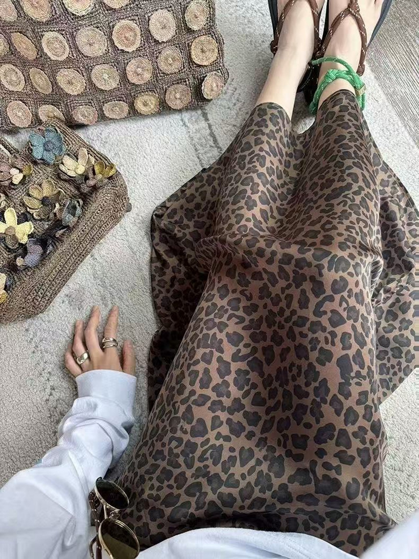 Leopard Printed A-Line Maxi Skirt
