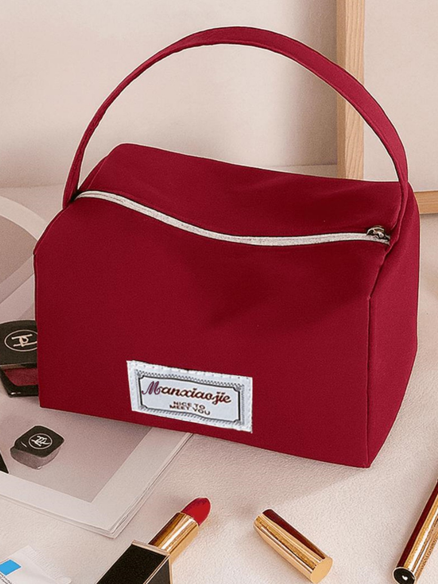 Patched Makeup Bag