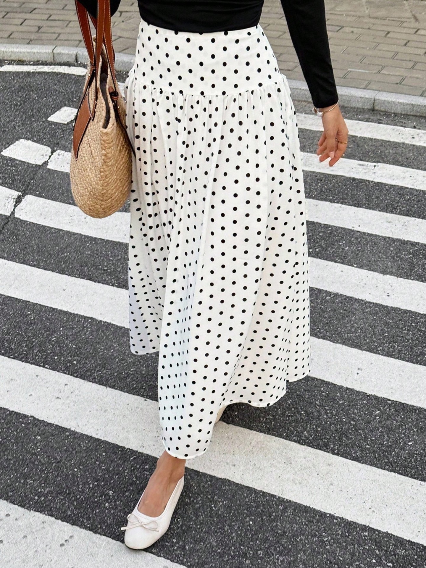 Polka Dot A-line Skirt