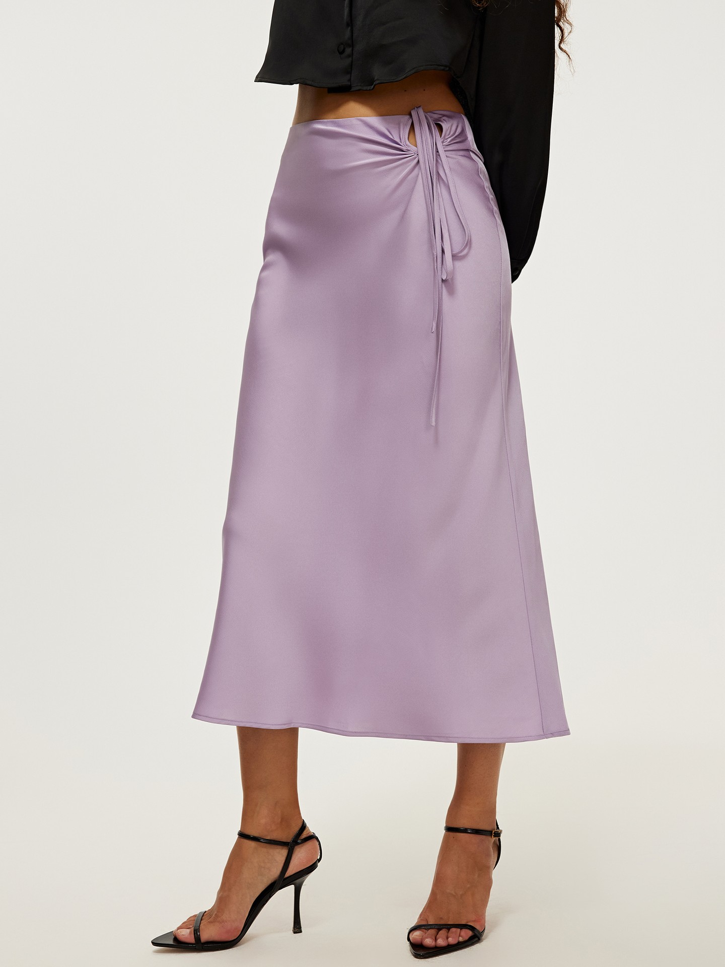 Flared Satin A-line Skirt