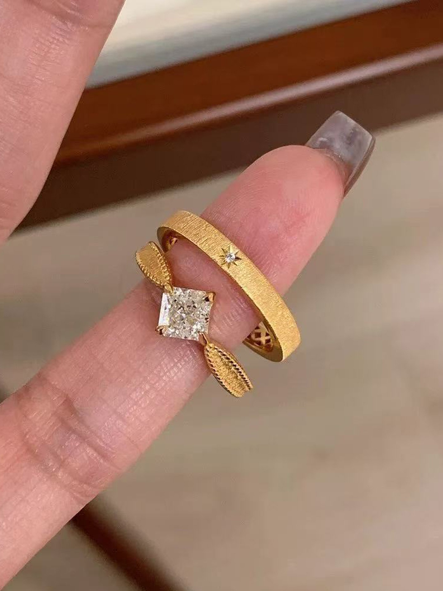 Brushed Metal Ring Set
