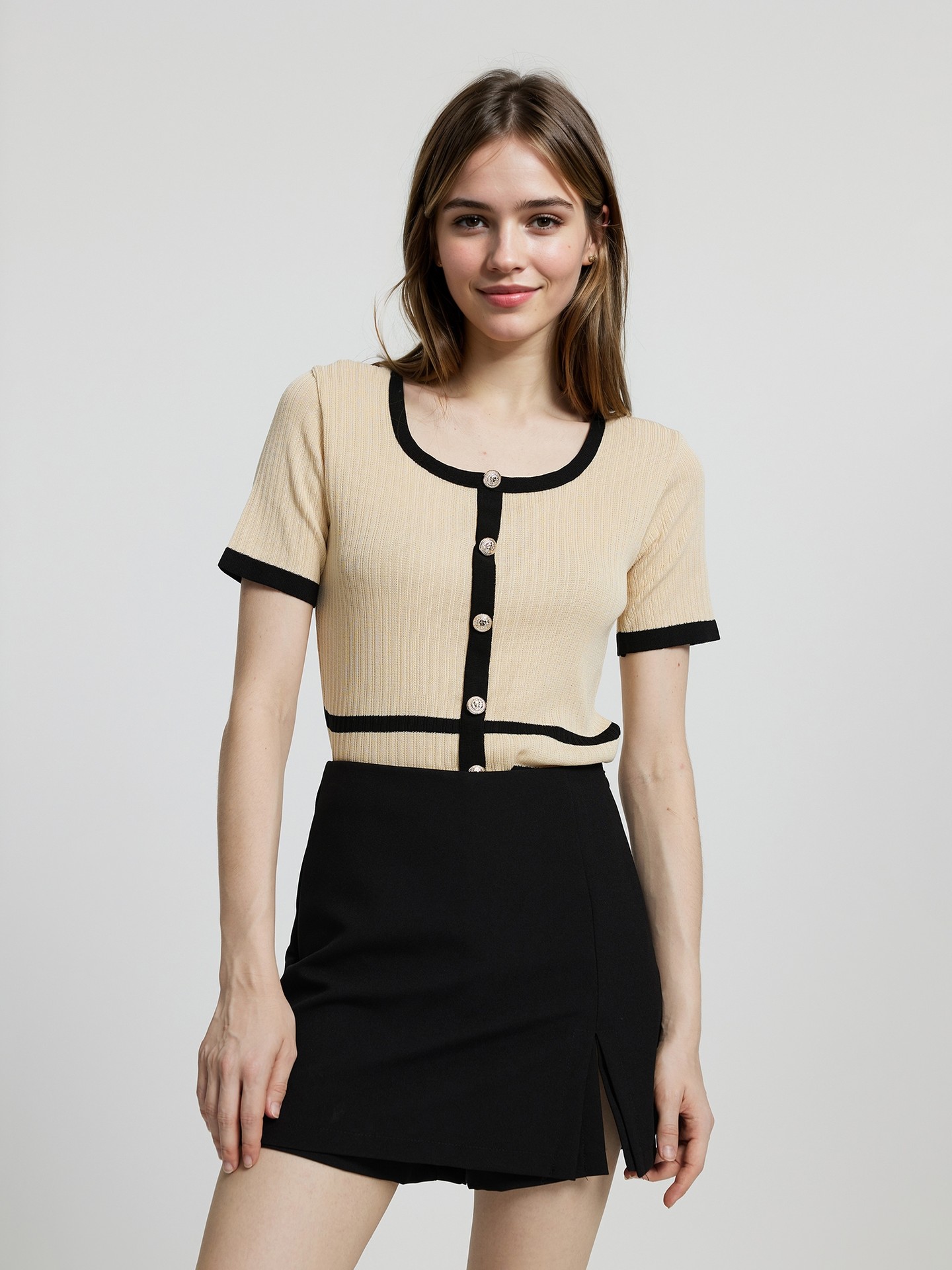 Buttoned Knit Pullover