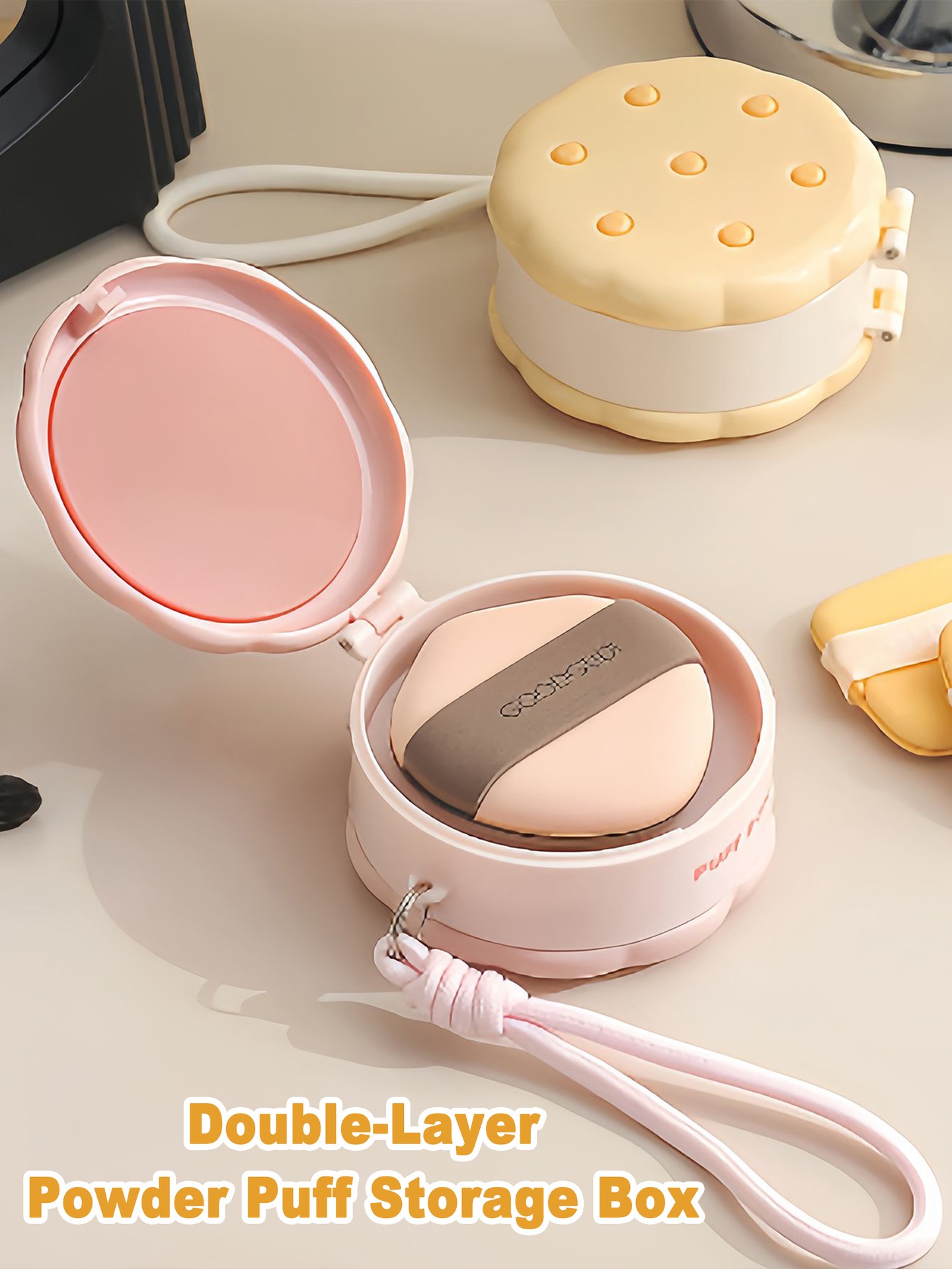 Travel Double-Layer Powder Puff Storage Box