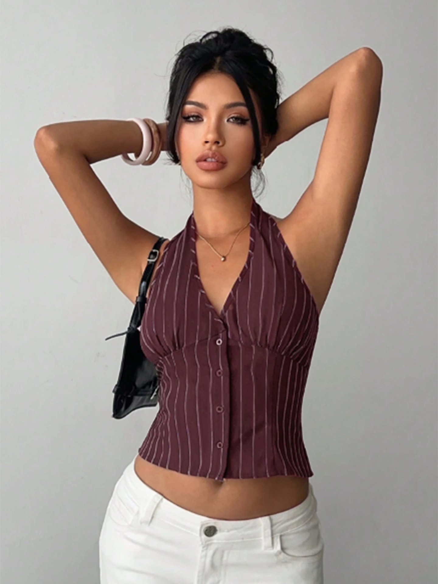 Pinstriped Halter Top