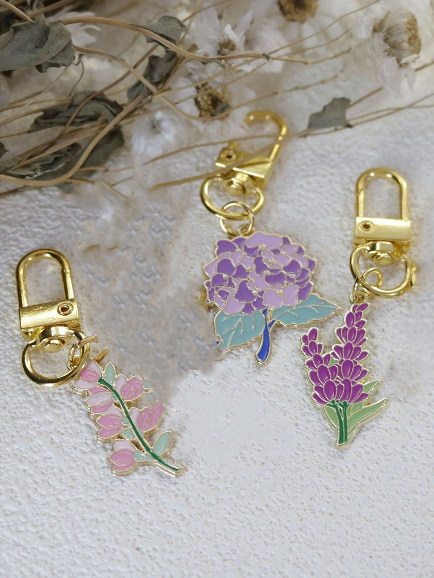 3Pcs Flowers Bag Charm