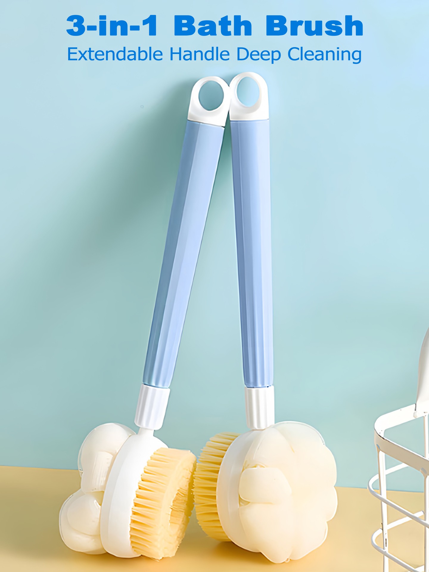 3-in-1 Bath Brushes Extendable Handle