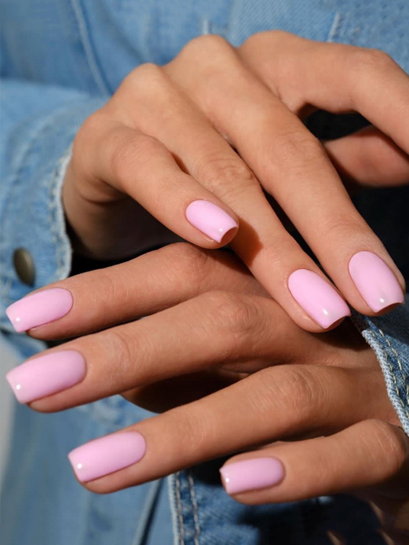 Pink Glossy Medium Press On Nails