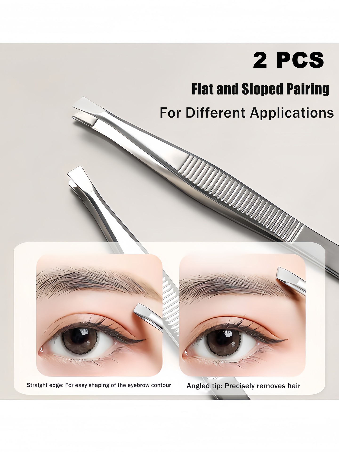 2pcs Flat&Sloped Tweezer