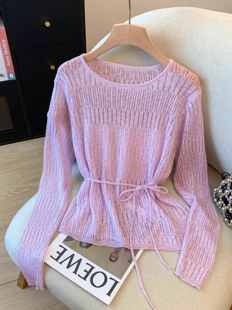 Belted Knit Pullover