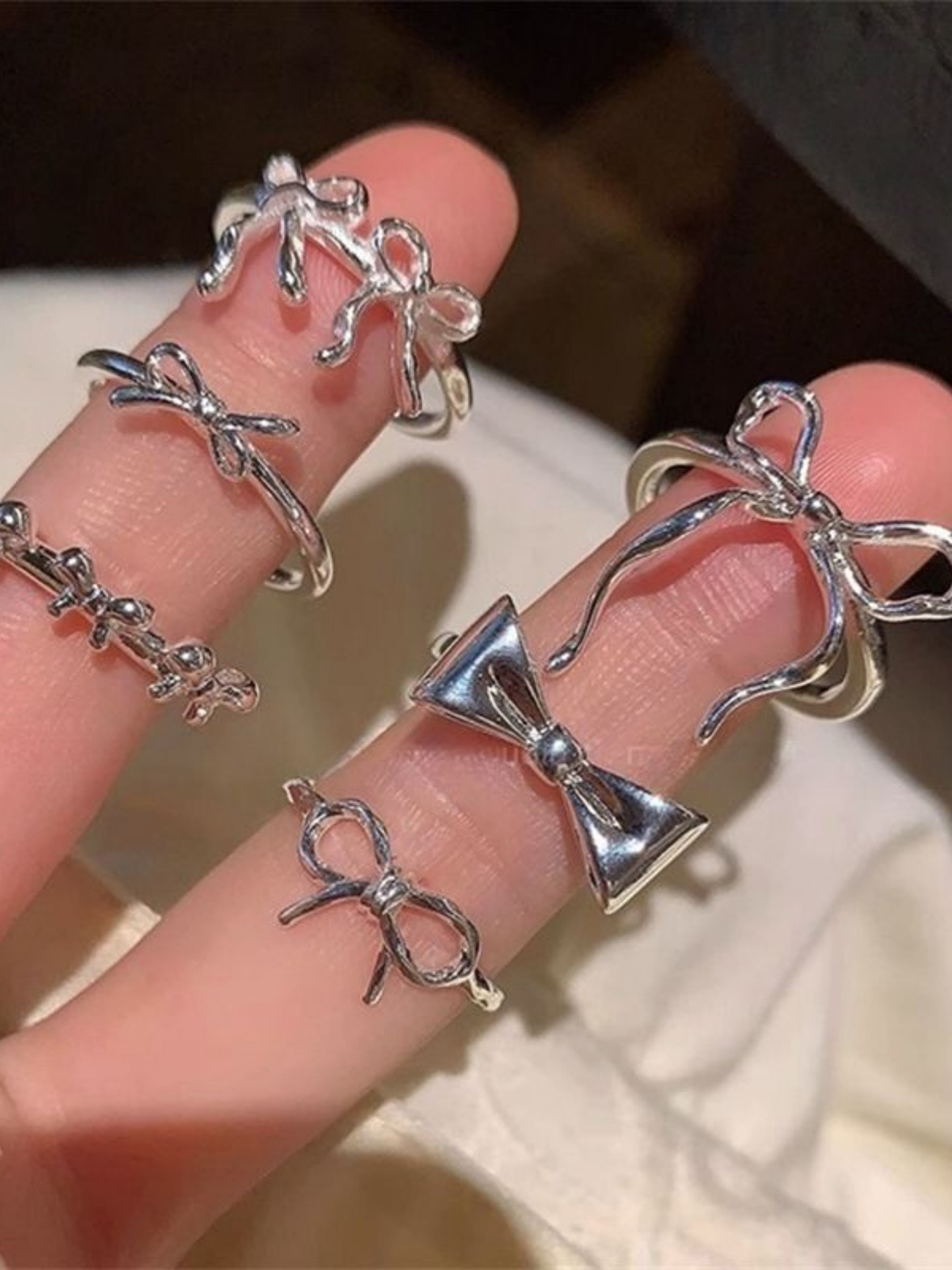 6pcs Bows  Ring Set