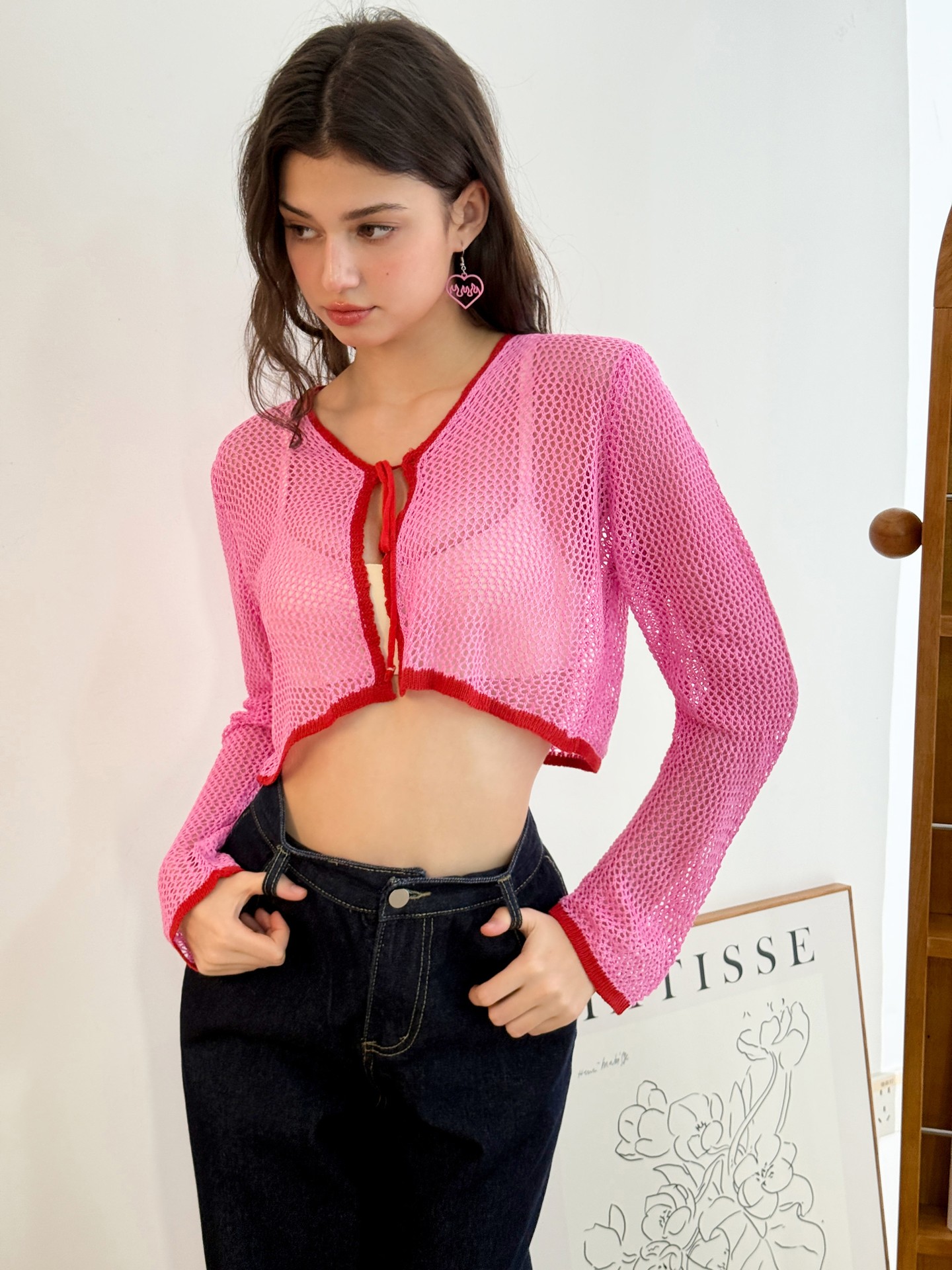 Contrast Knit Cardigan