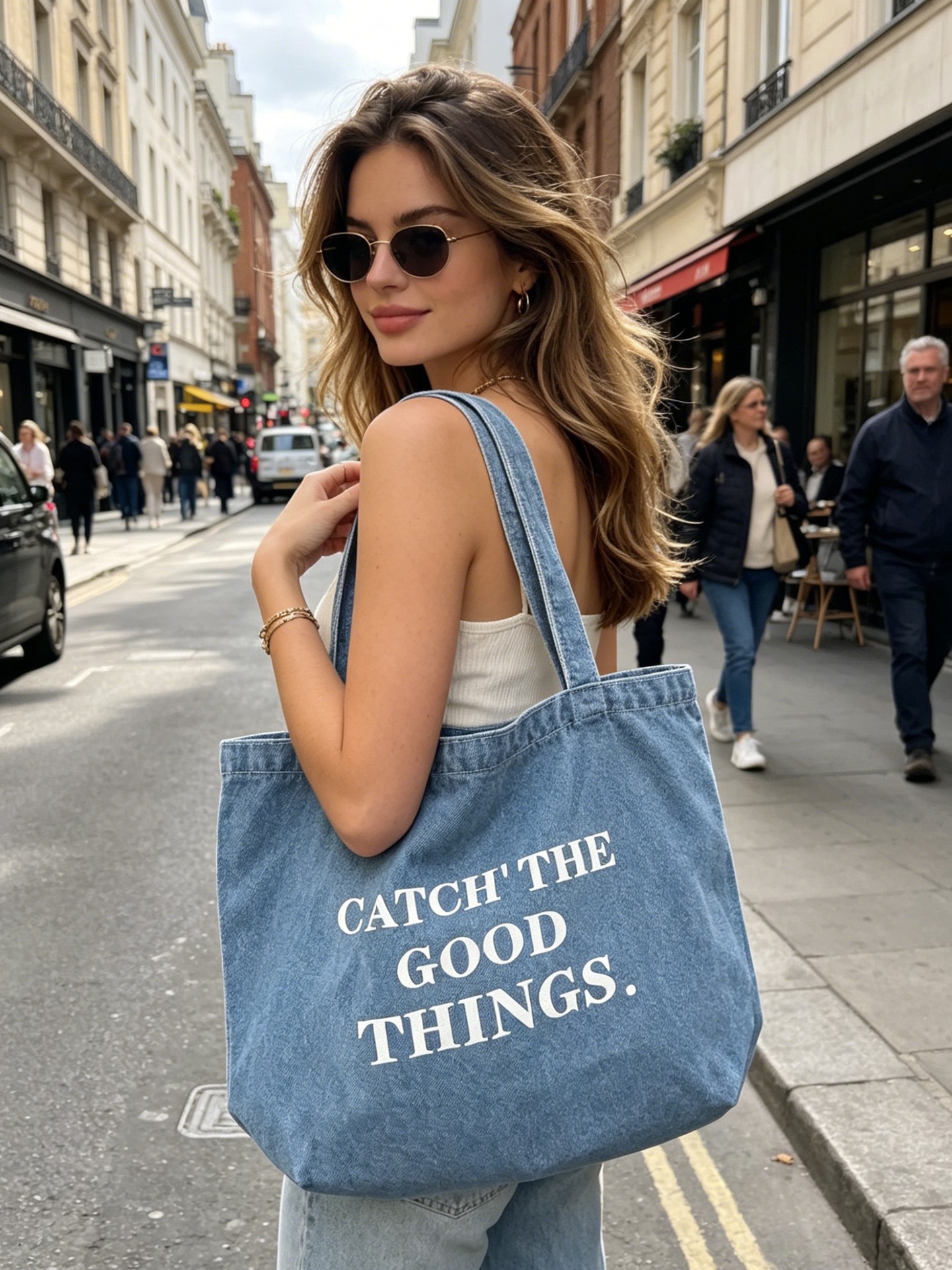 Light Blue Denim Tote Bag