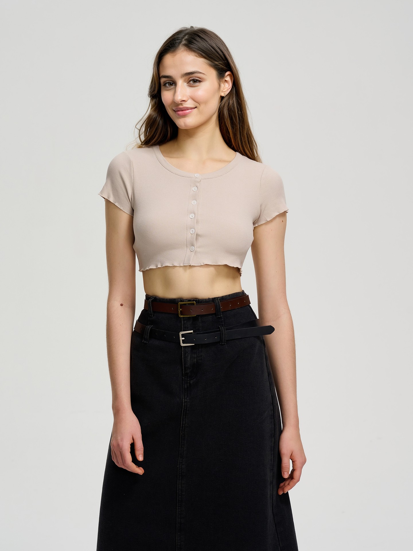 Buttoned Placket T-Shirt