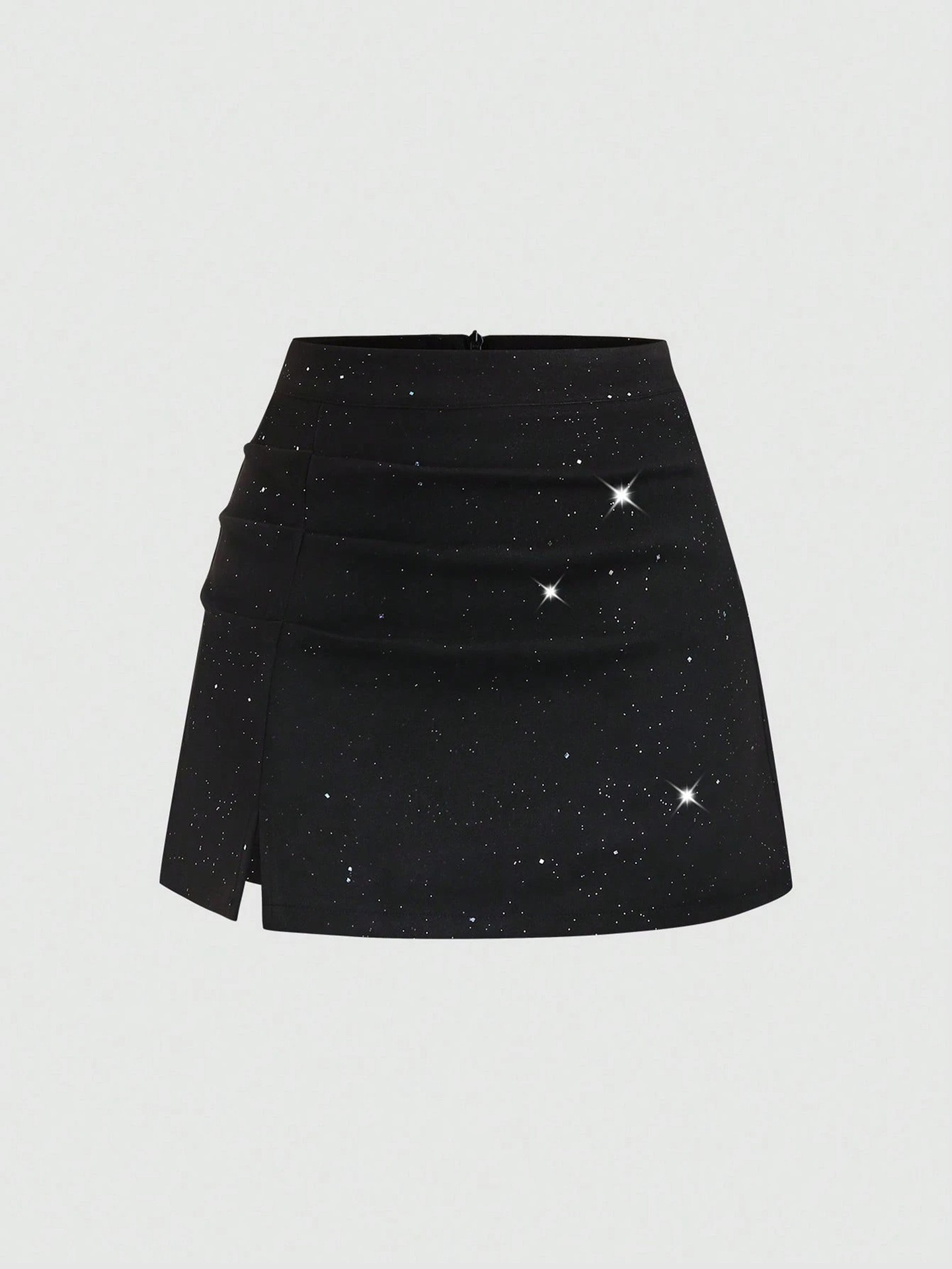 Glitter Asymmetrical Mini Skirt