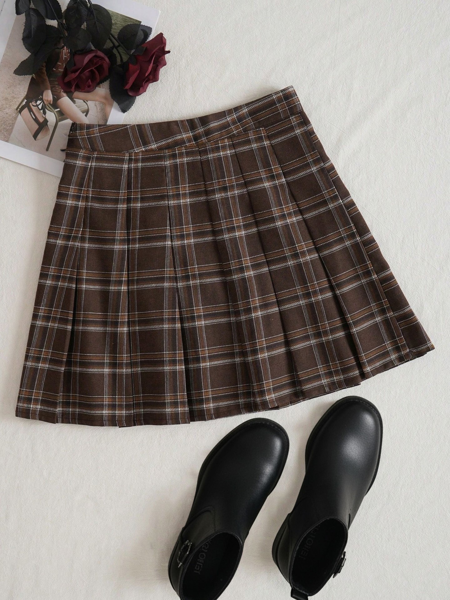 Twill Woven Pleated Skirt