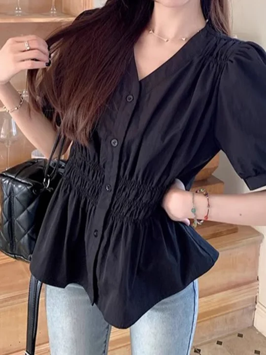 Puff Sleeve Jacquard Peplum Top | Savana | Bestsellers