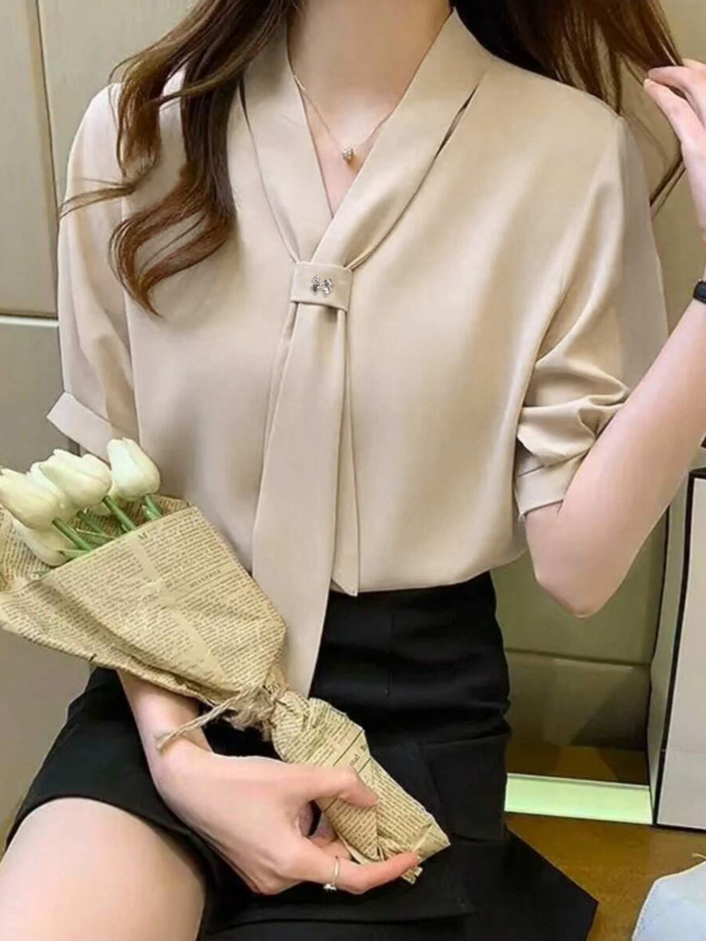 Neck Tie Blouse