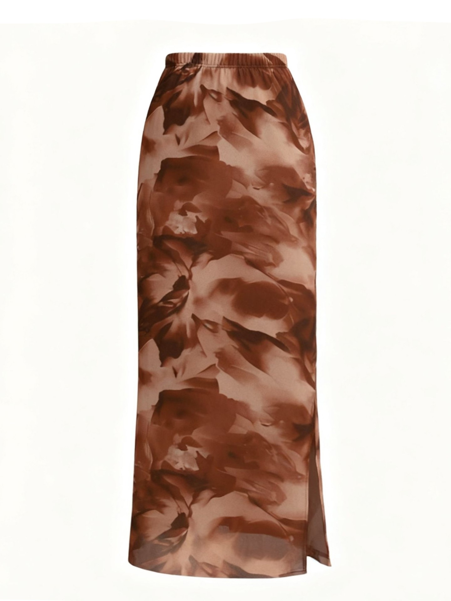 Abstract Floral Mesh Straight Skirt