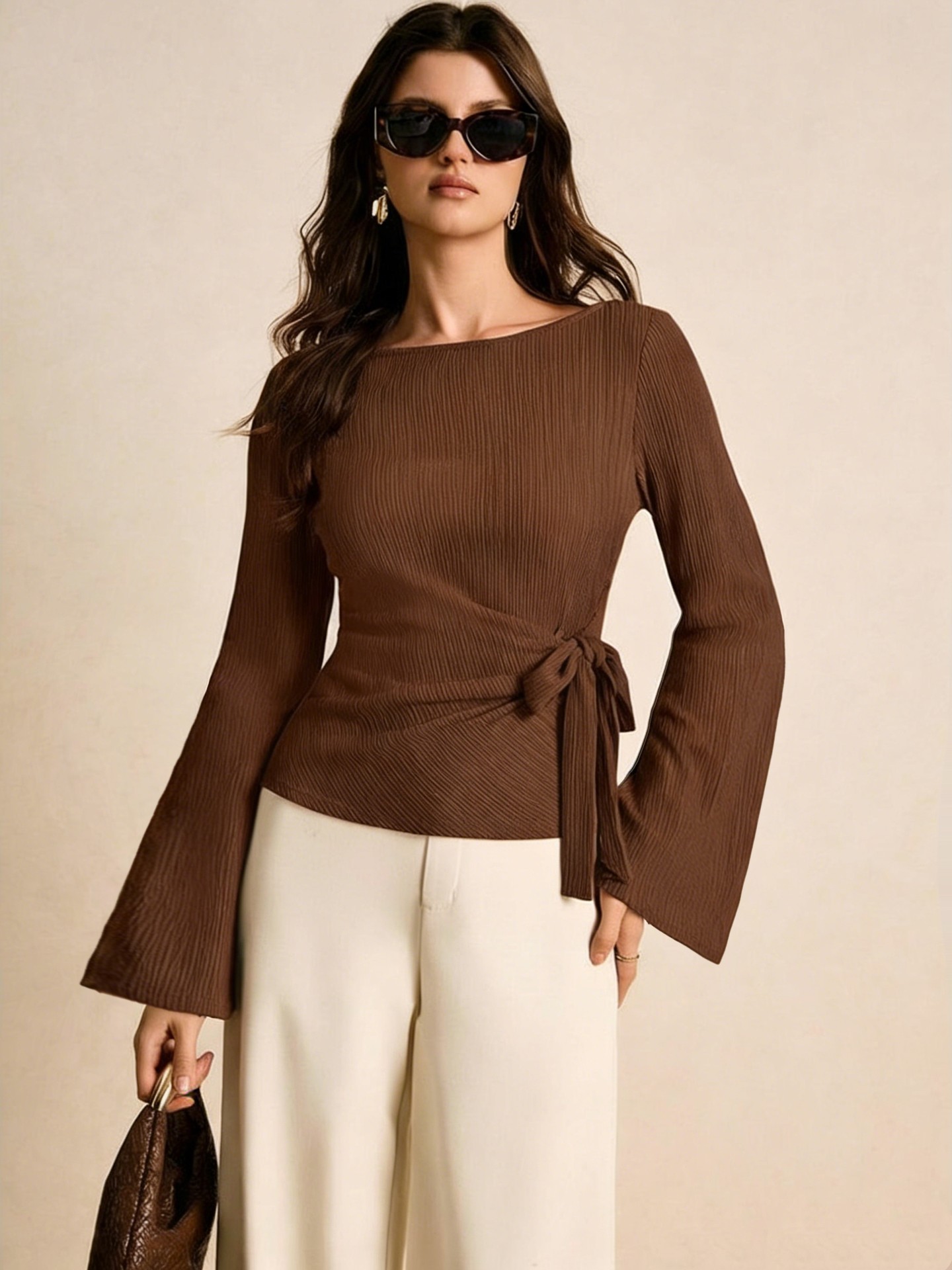 Side Bow Long Sleeve Top