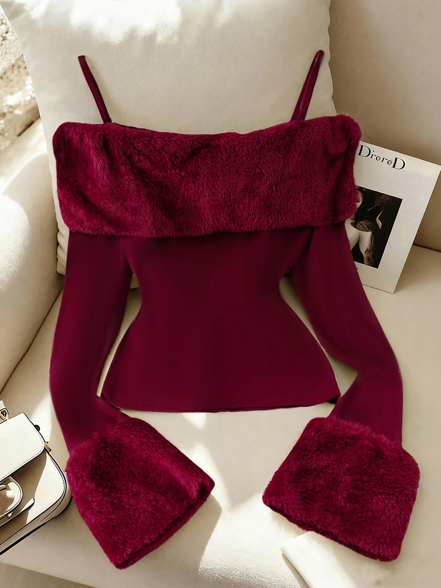 Faux Fur Trim Top
