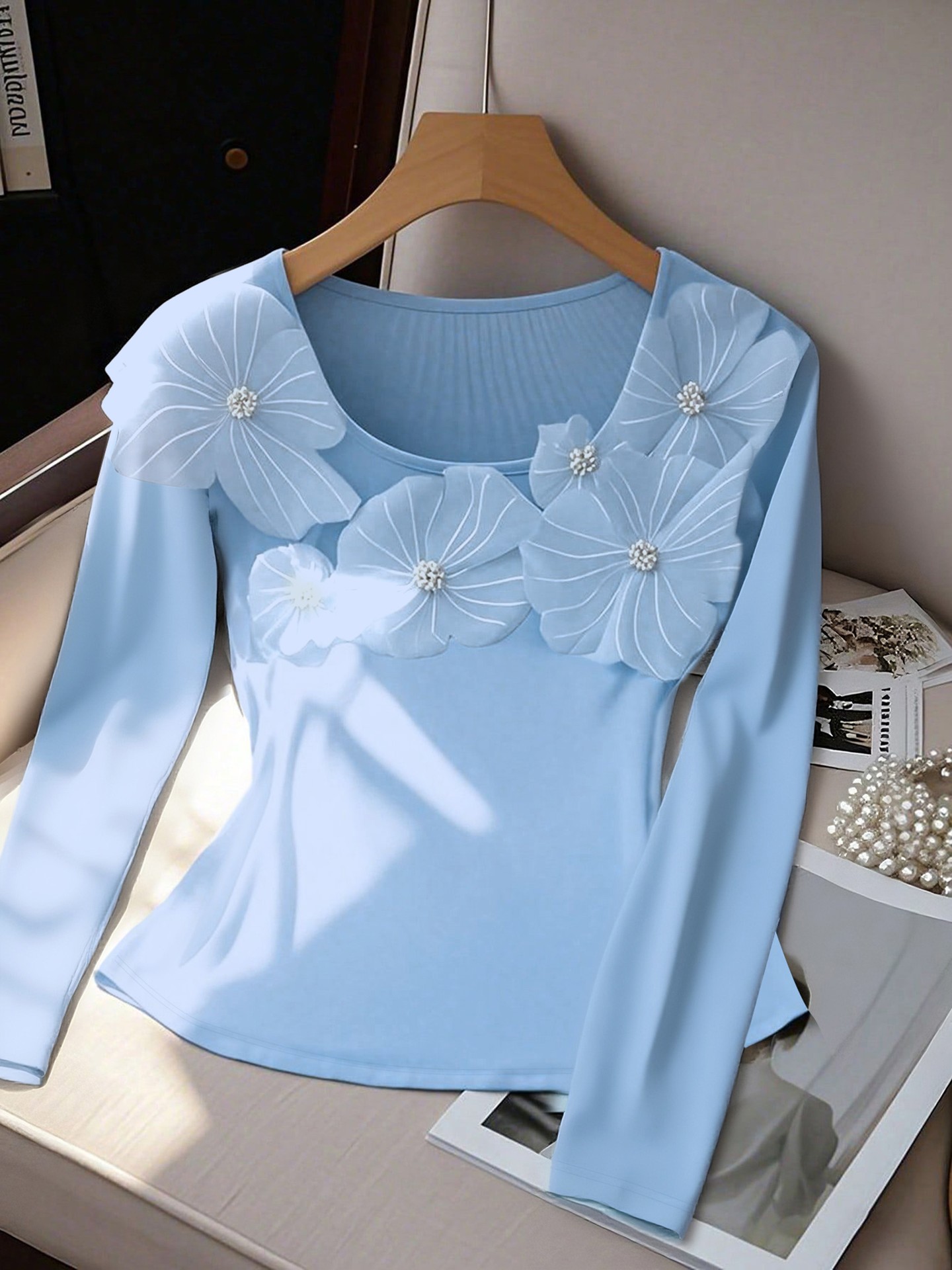 3D Floral Full Sleeve Top