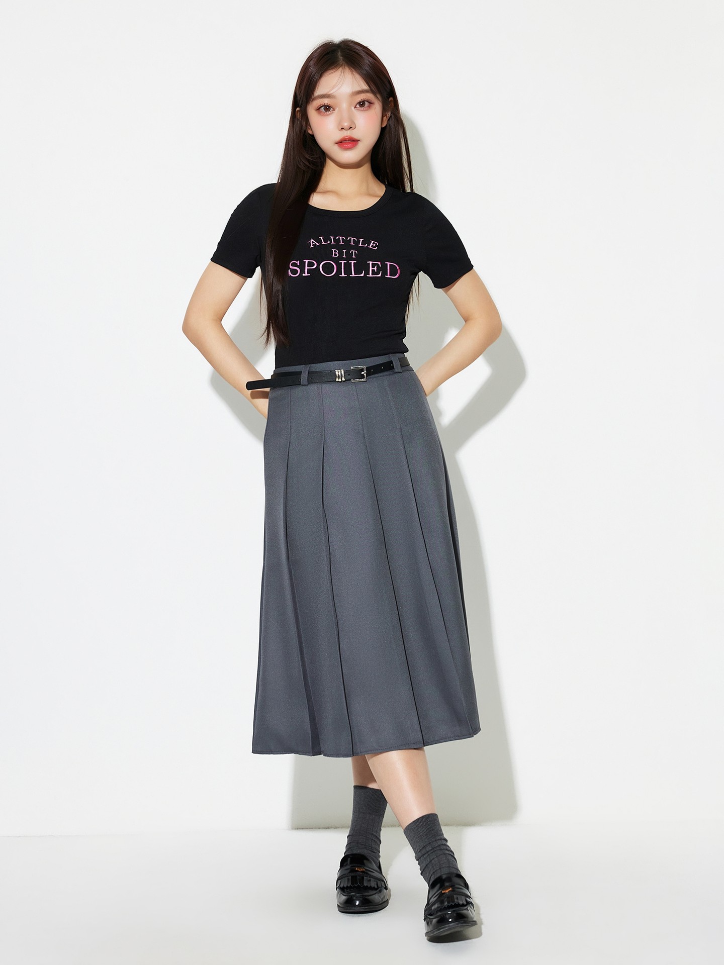 Pleated A-line Skirt