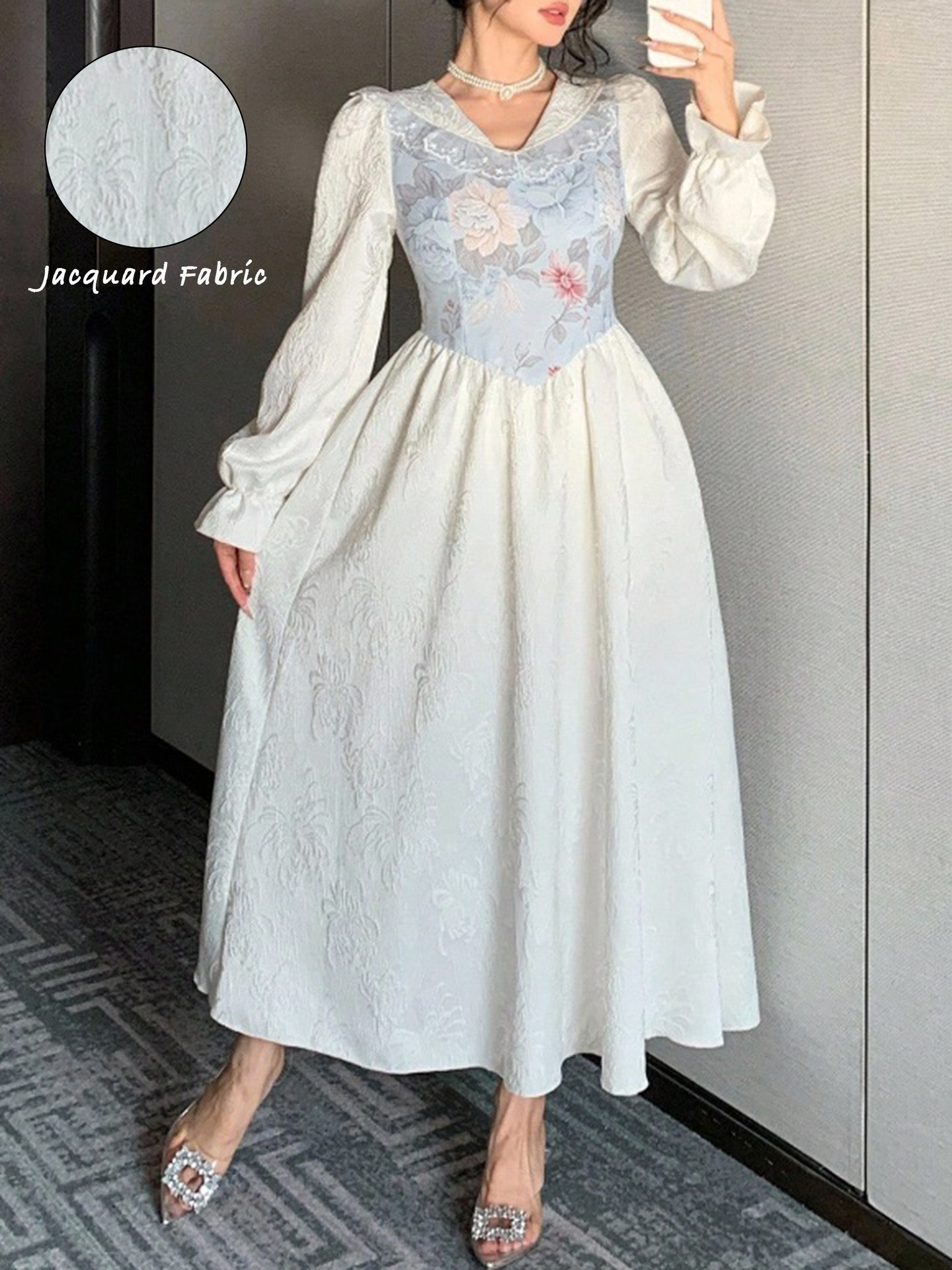 Retro Jacquard A-Line Dress