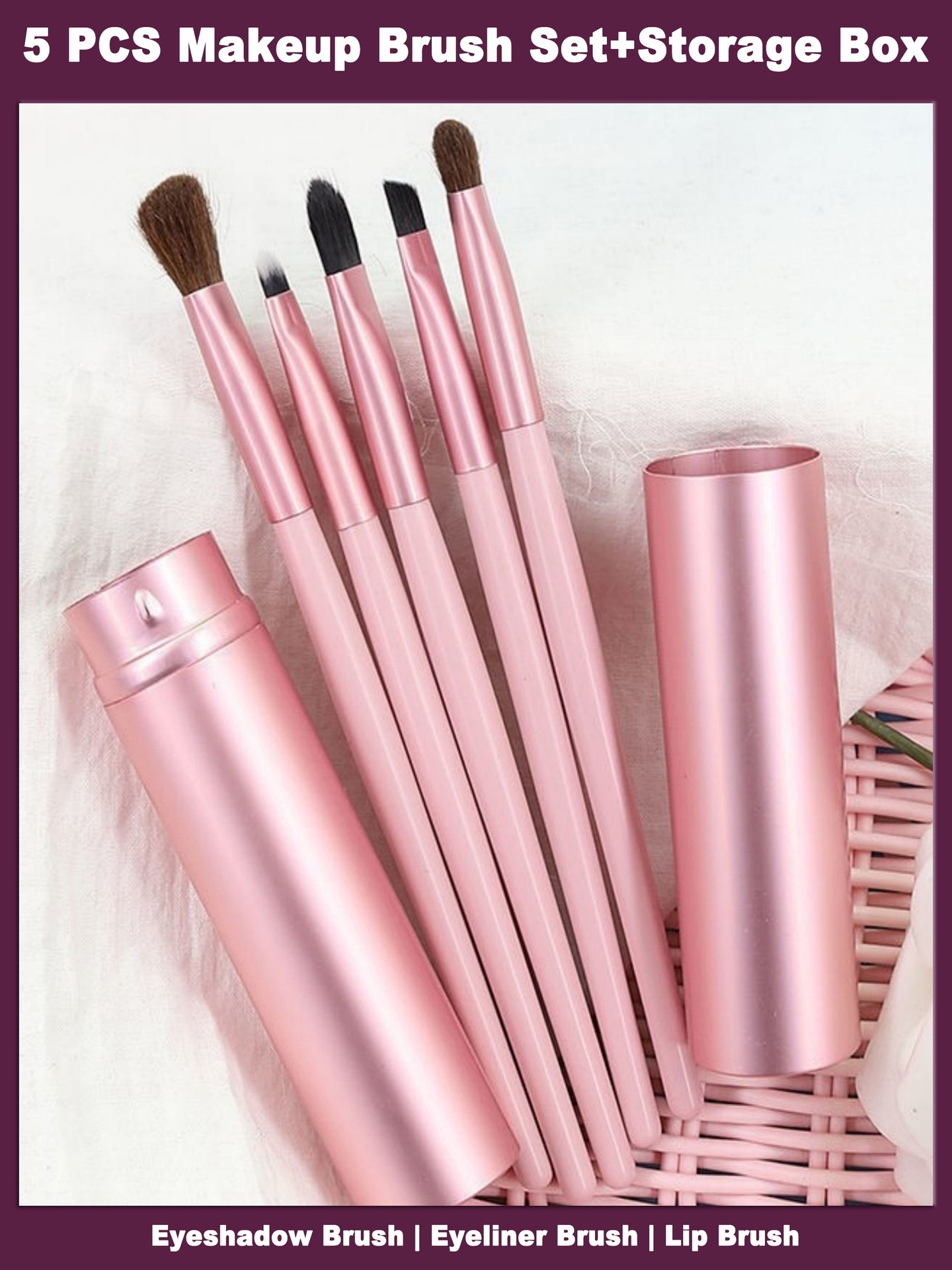 5pcs Matte Travel Makeup Brush Set