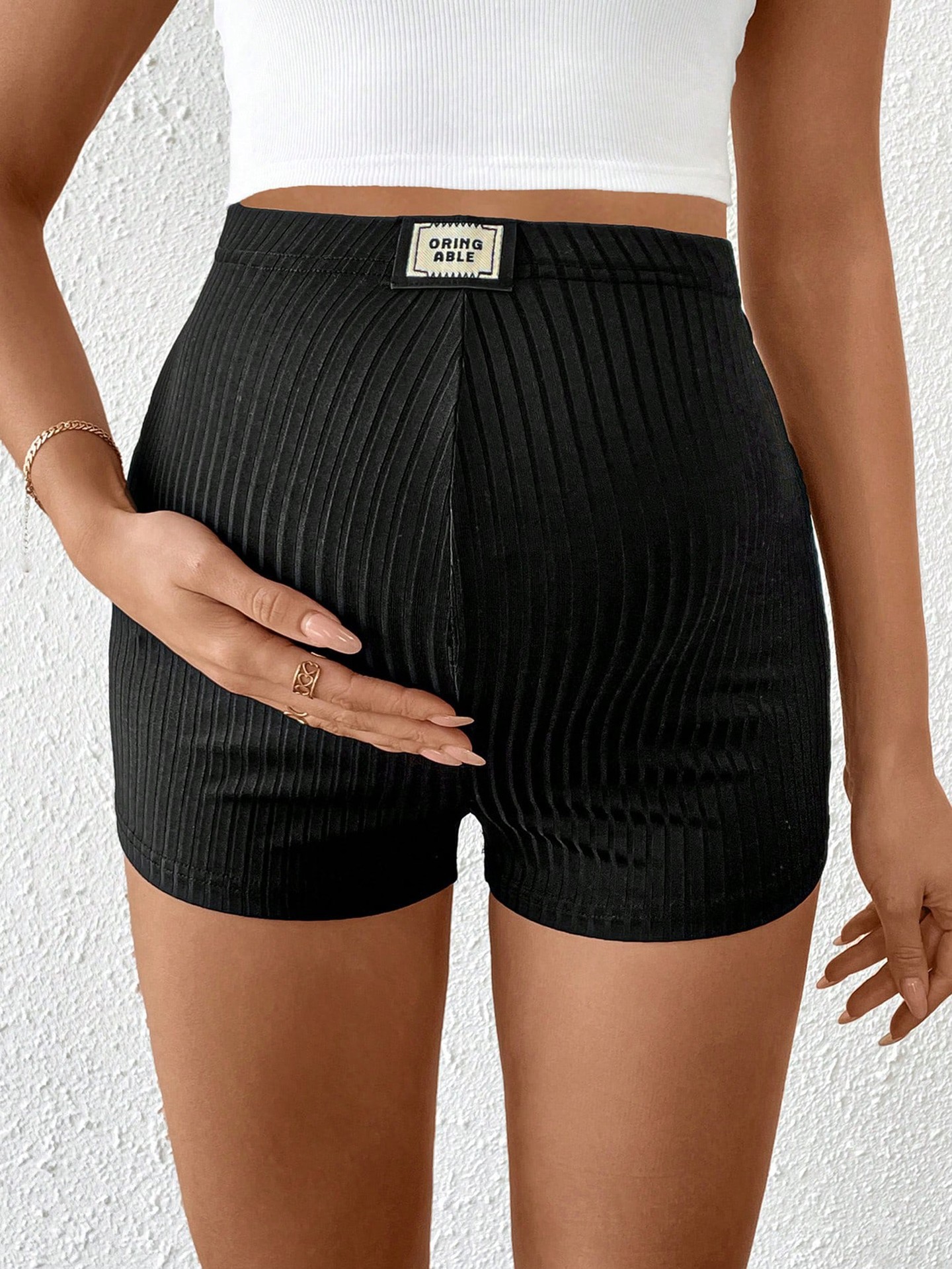 Patched Straight Leg Shorts