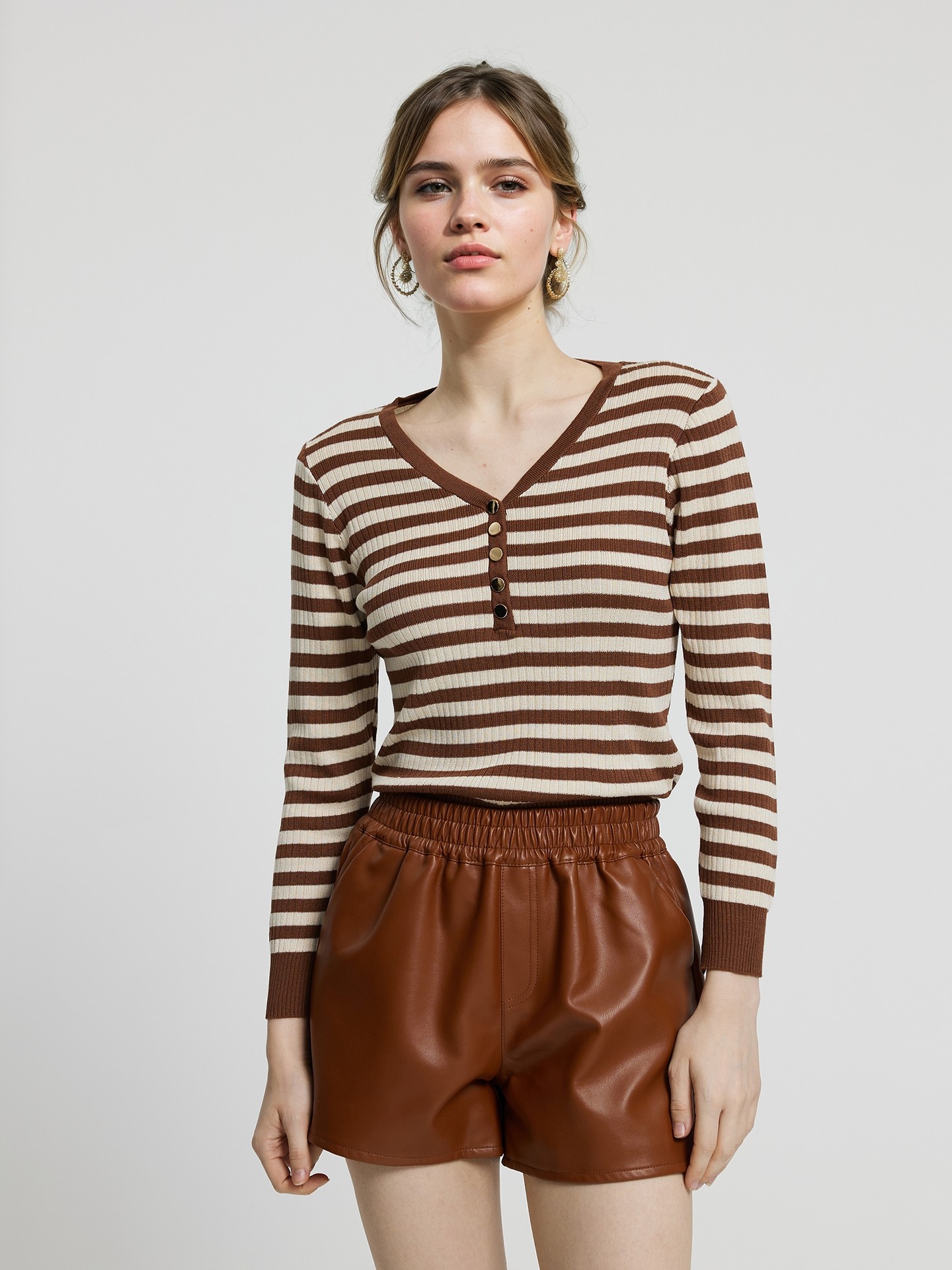 Buttoned Knit Pullover