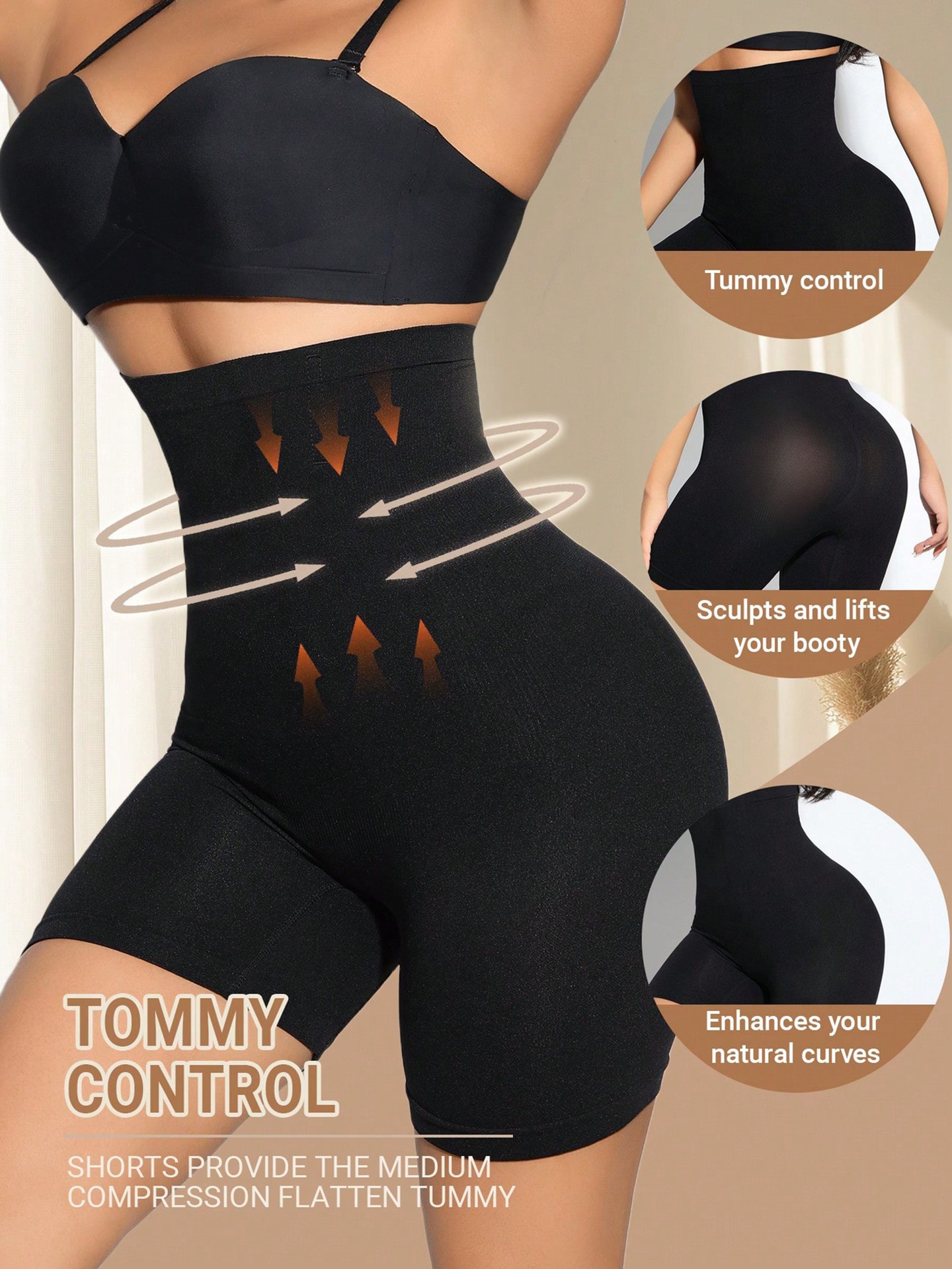Snatched Tummy Control High Waist Shaping Shorts