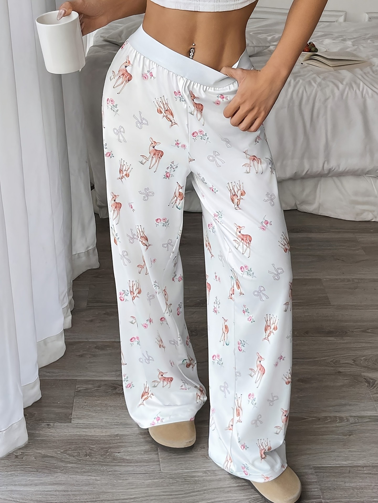 [Moderately Stretchable] High Waist Elastic Straight Leg Pants