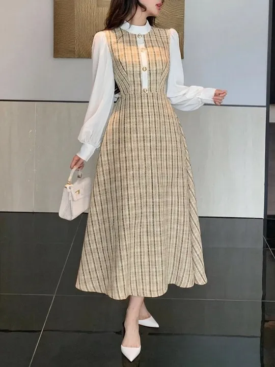 long dresses with long sleeves Emory High Neck Balloon Sleeve Maxi Dress | Arcadian Blue | 3/4 sleeves The Furgeson Tiered Floral Size:13 2E US