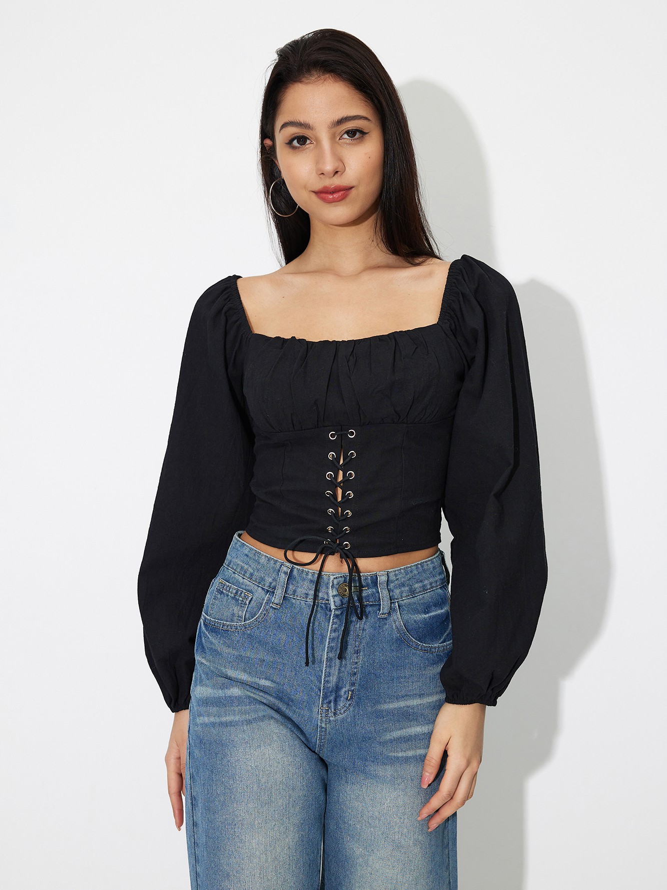 Lace-Up Detail Crop Top