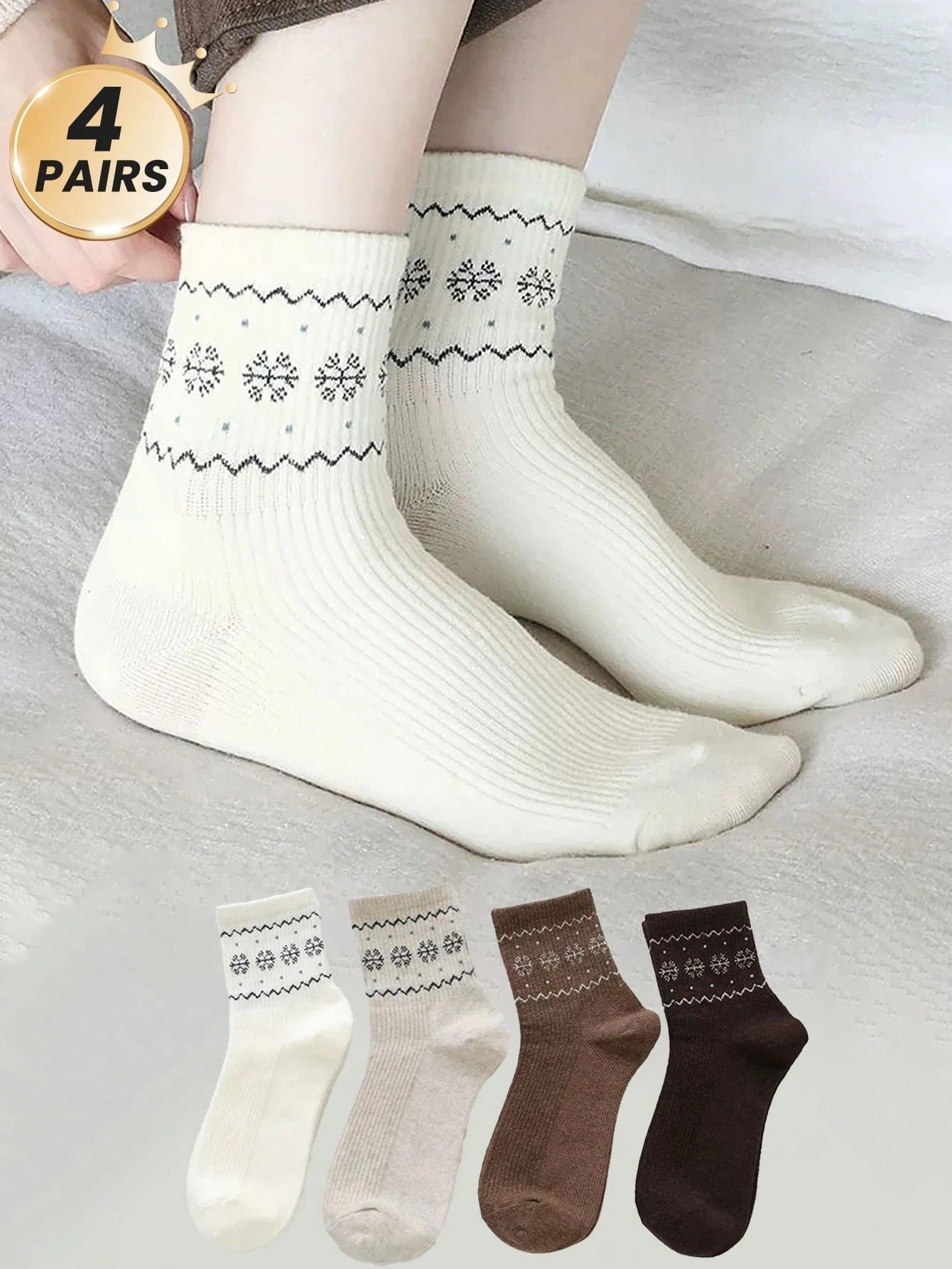 4Pairs Of Snowflake Sock