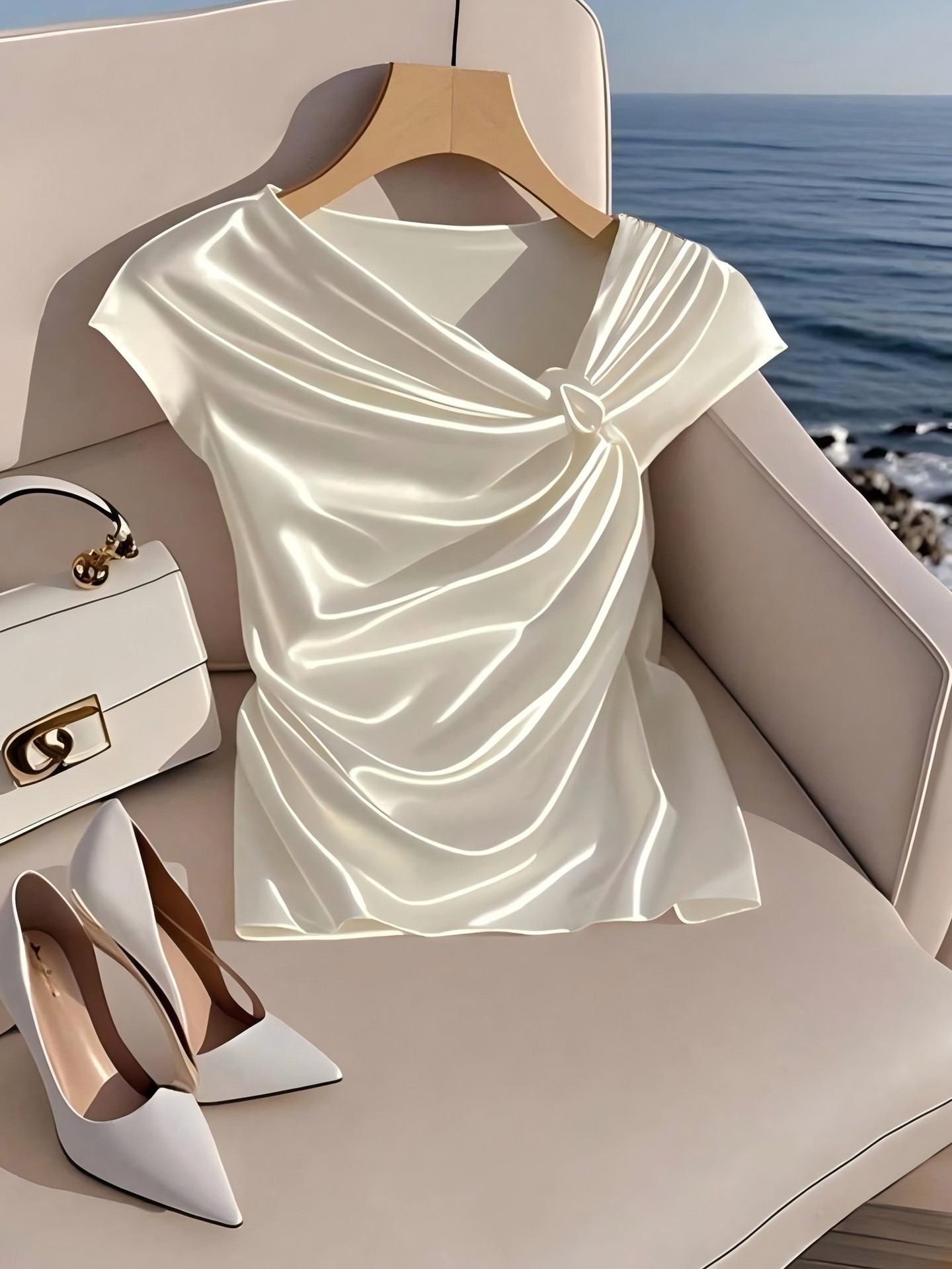 Satin Draped Knot Top