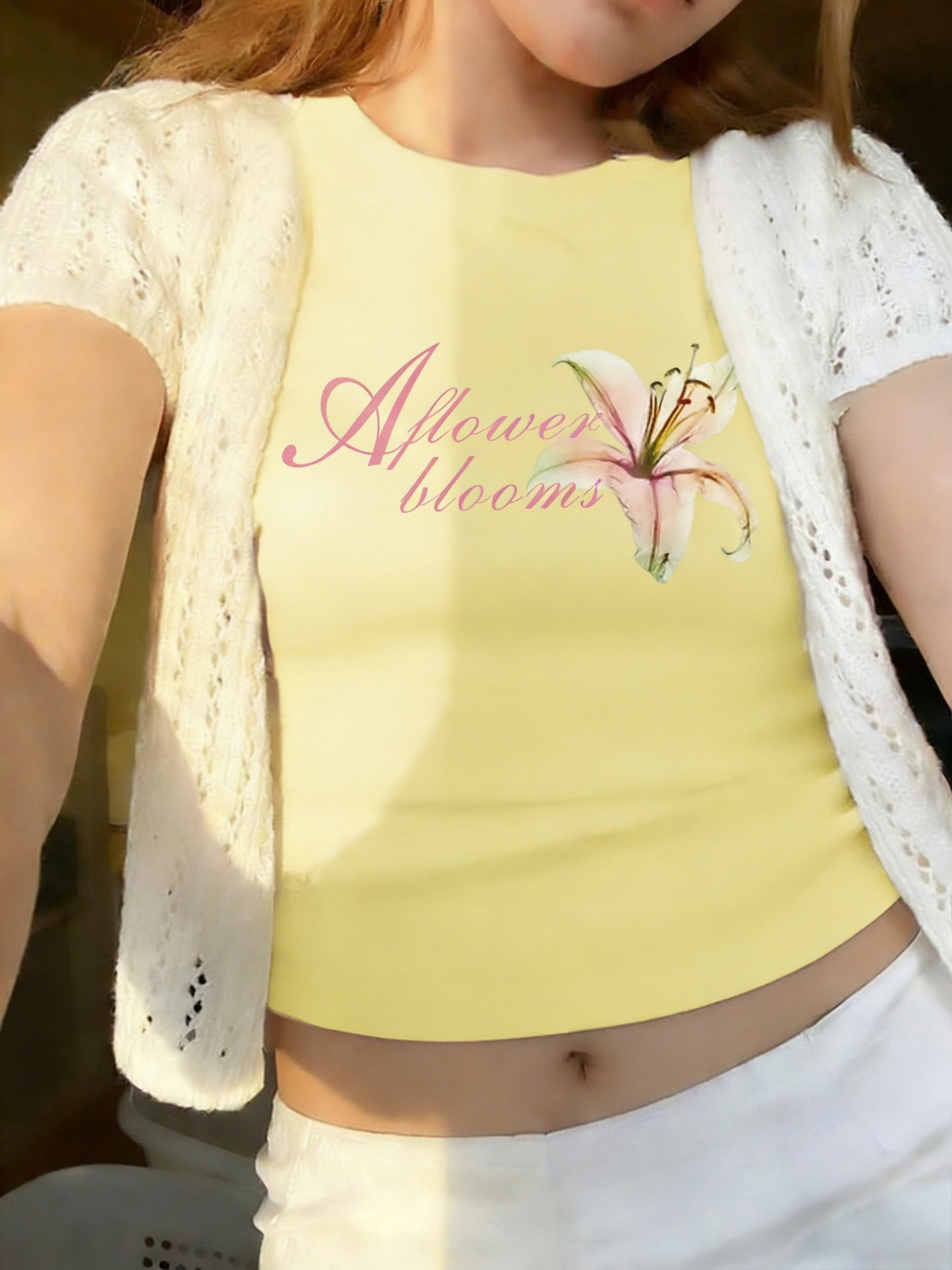 Floral Print Crop Short Sleeve Pullover T-Shirt