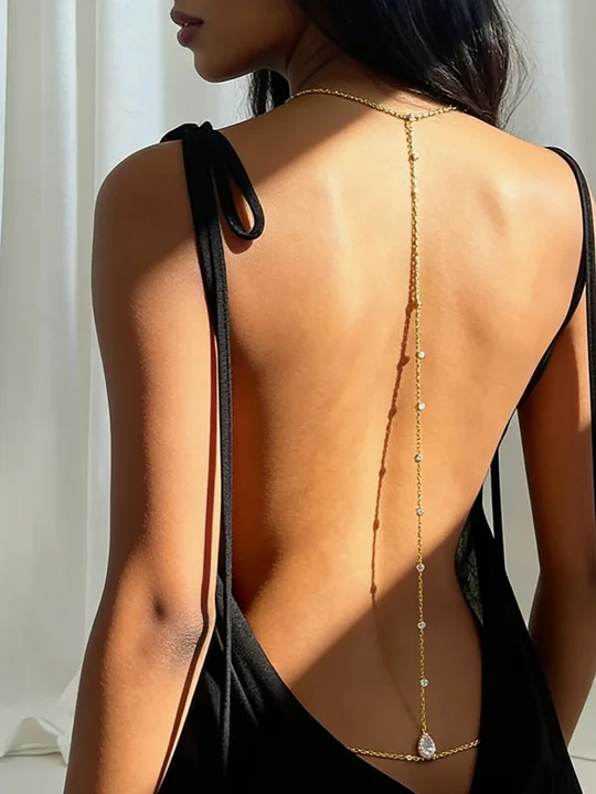 backless chain fishtail dress | Savana Black dress