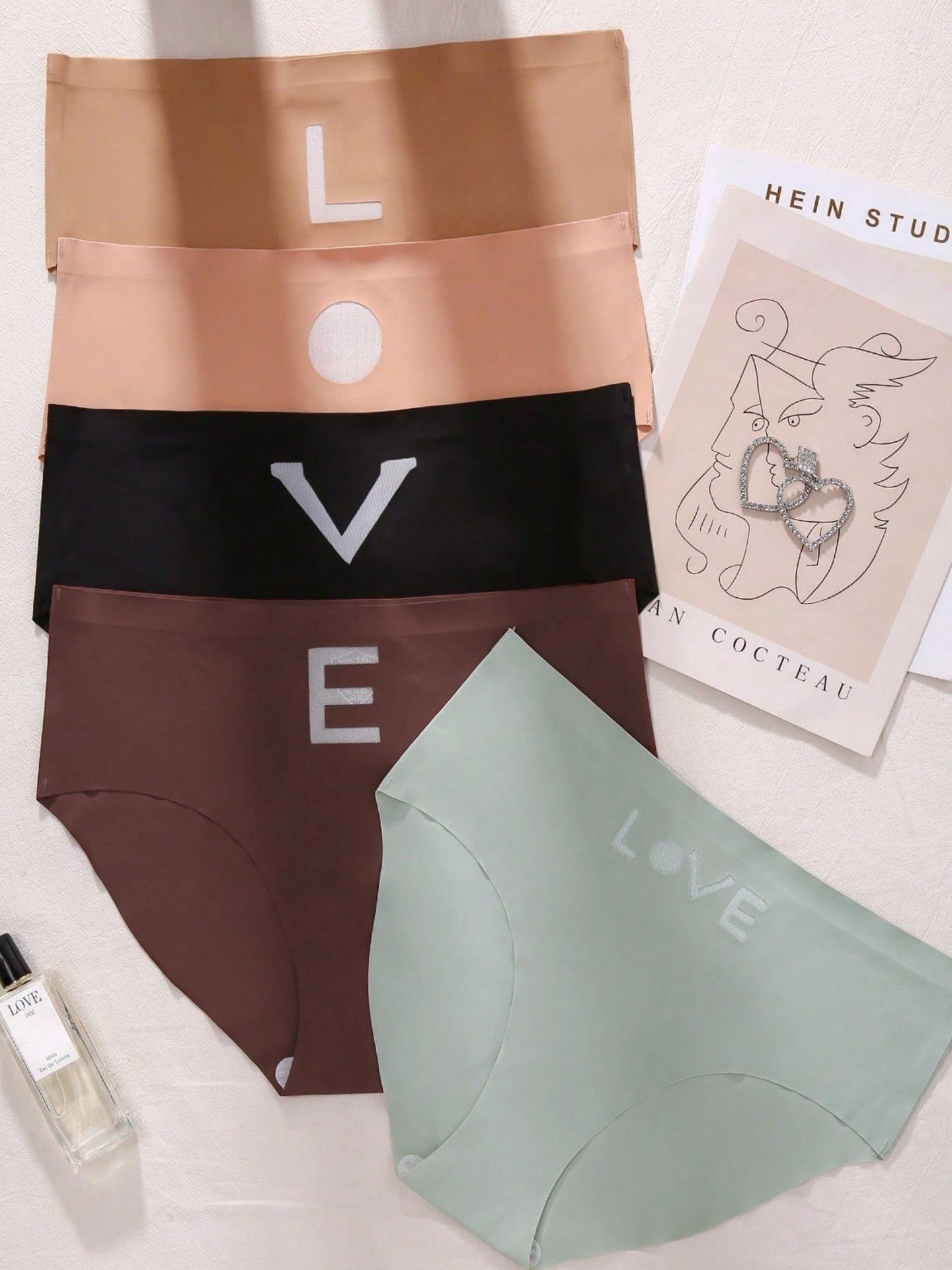 5pcs Plus Size Sheer Briefs